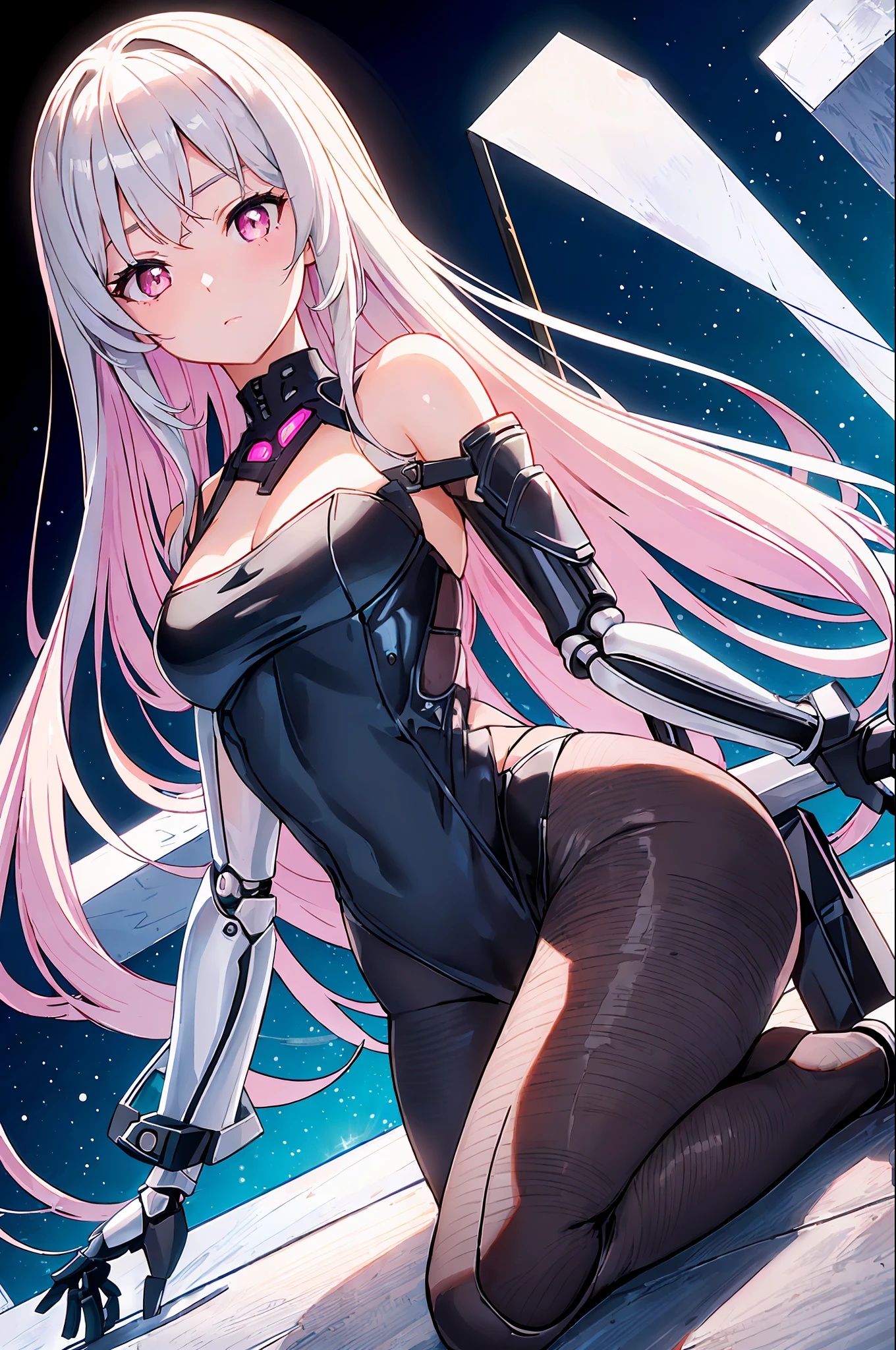 (Masterpiece), (Best Quality), Girl, ((Ultra Detailed)), (Highly Detailed CG Illustration), (Expressionless),, NSFW,(Masterpiece: 1.16), (Best Quality: 1.32), (meticulous_detail), (High resolution: 1.1), (Best lighting: 1.1), (Best shadow: 1.1), (Extremely delicate and beautiful), (Appropriate shadow: 1.1), (Illustration: 1.1), (Finish: 1.1), Overlap, (Appropriate pose), (Appropriate configuration), (Ultra precise_construction: 1.2), Crop, (Bold highlight outline), (Detailed face), (Beautiful eyes), (thick_dense_ skin: 1.16), (super precision skin: 1.16), Bold_eyelashes, (soft cheeks: 1), white background, 1 girl, Android girl, complex mechanism, gray hair, long hair, pink eyes, cat eyes, expressionless face, off-the-shoulder suit, (abnormal joints, dotted joints: 1.2), thighs, decadent behavior, glowing joints