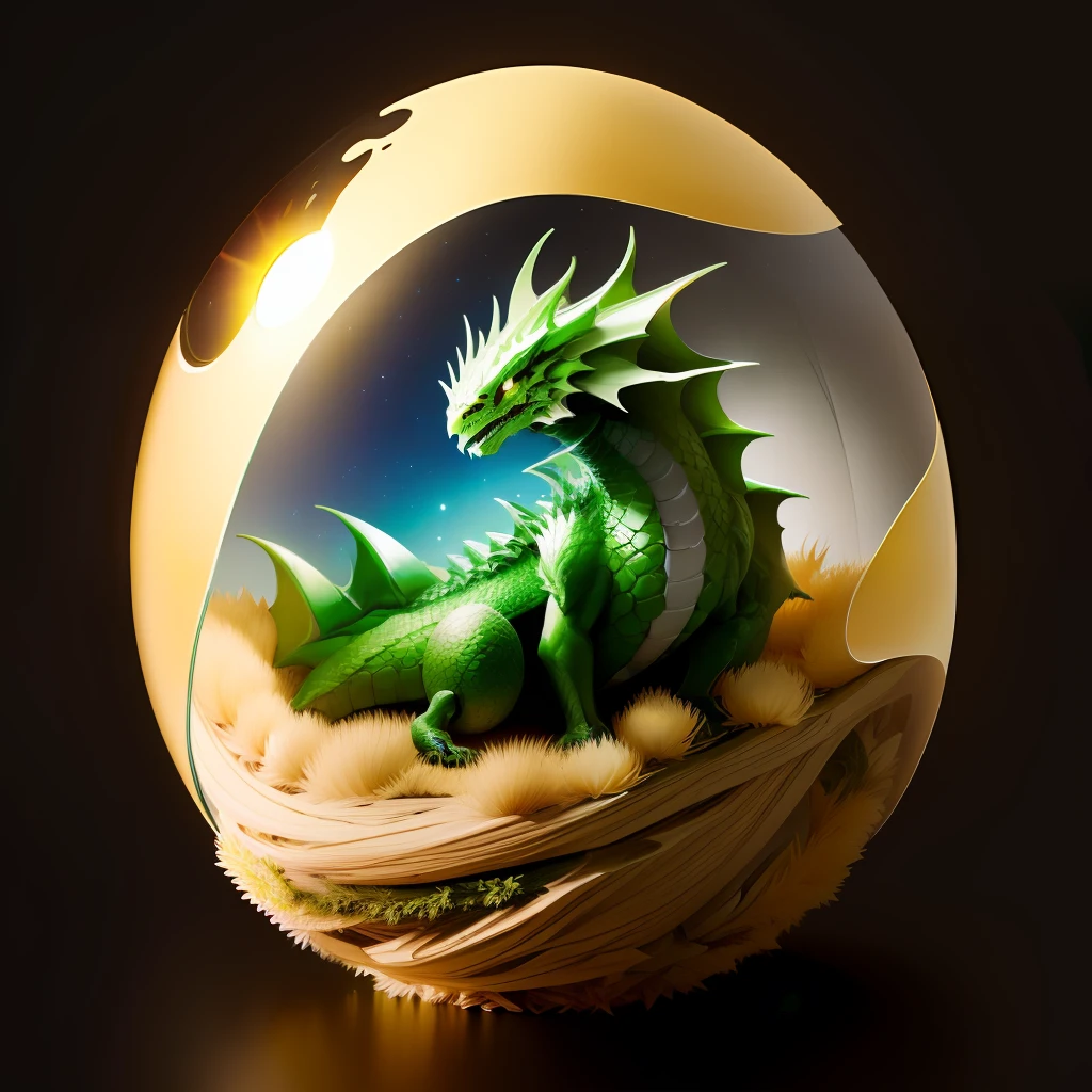 a egg inside which sits the dragon of nature