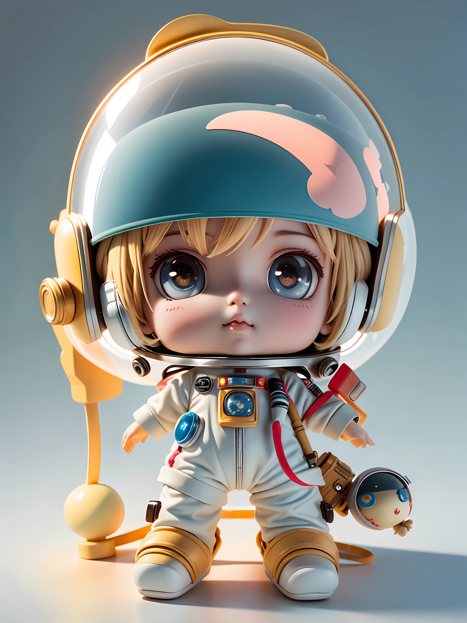 There is a little doll with helmet and helmet, cute 3d rendering, little astronaut looking up, portrait anime space cadet boy, cute 3d anime boy rendering, cute detailed digital art, male explorer mini cute boy, 3d rendering stylized, 3d rendered character art 8k, cute digital painting, anime style 3d, super detailed rendering