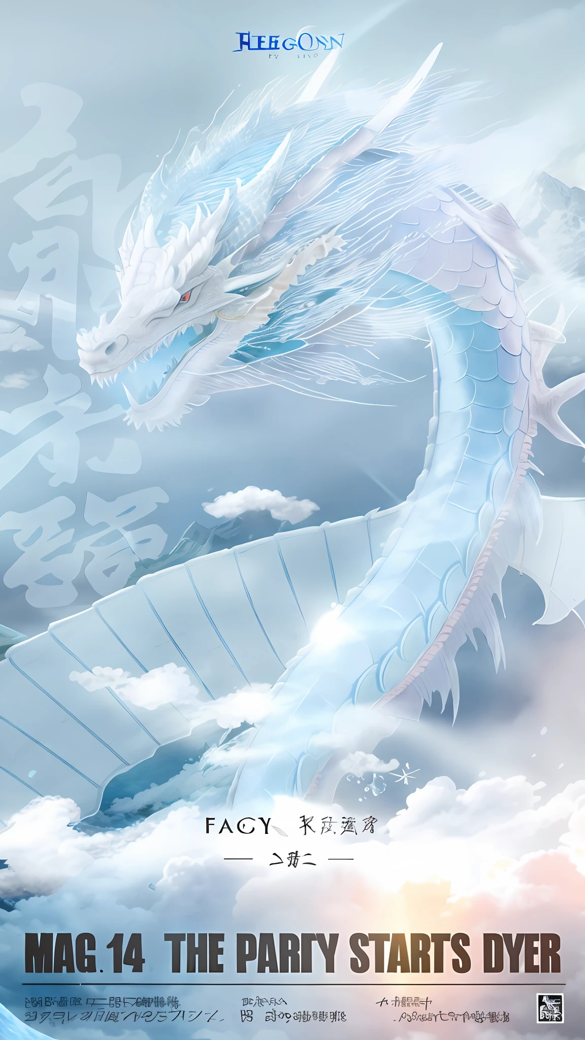 Blue dragon, sharp teeth, orange eyes, a dragon flying in the sky, dragon in the clouds, refining dragon scales, reducing dragon whiskers, dragon flying in the sky, clouds in the shape of dragons, cyan Chinese dragon fantasy, dragon flying in the sky, dragon in the sky, dragon flying in the sky, dragon god, Chinese fantasy, giant dragon as background, flying dragon