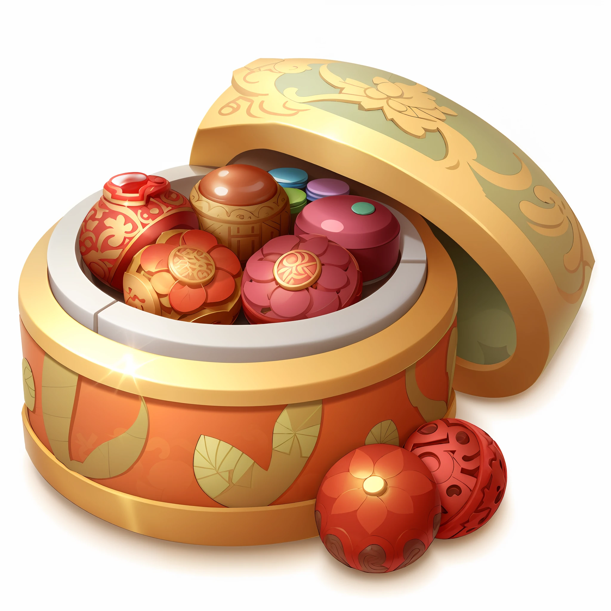 items, games, elixirs, a box of pills, game icons, exquisite, the box is round pills, the box is exquisite, real, the pills in the box are round, the patterns on the box are exquisite, the Chinese patterns, the lid structure is accurate
