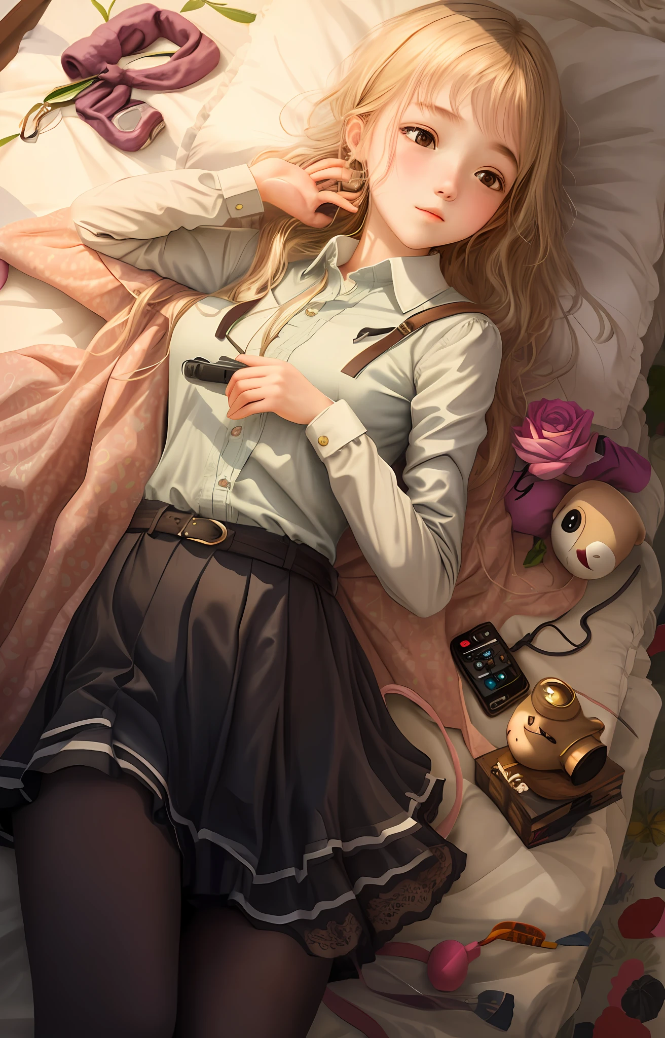 a girl lying on the bed