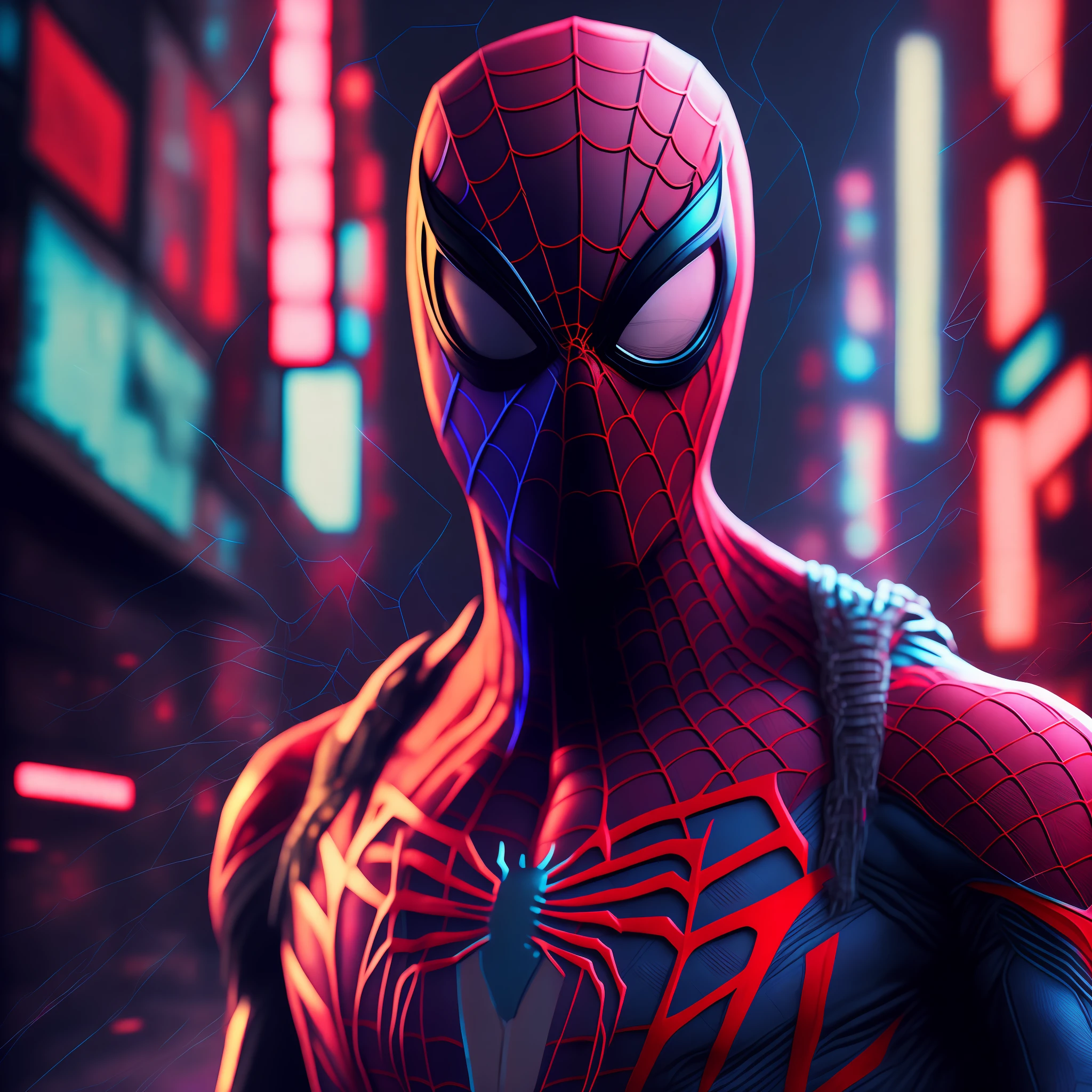 Spider-Man, cyberpunk, 8K.