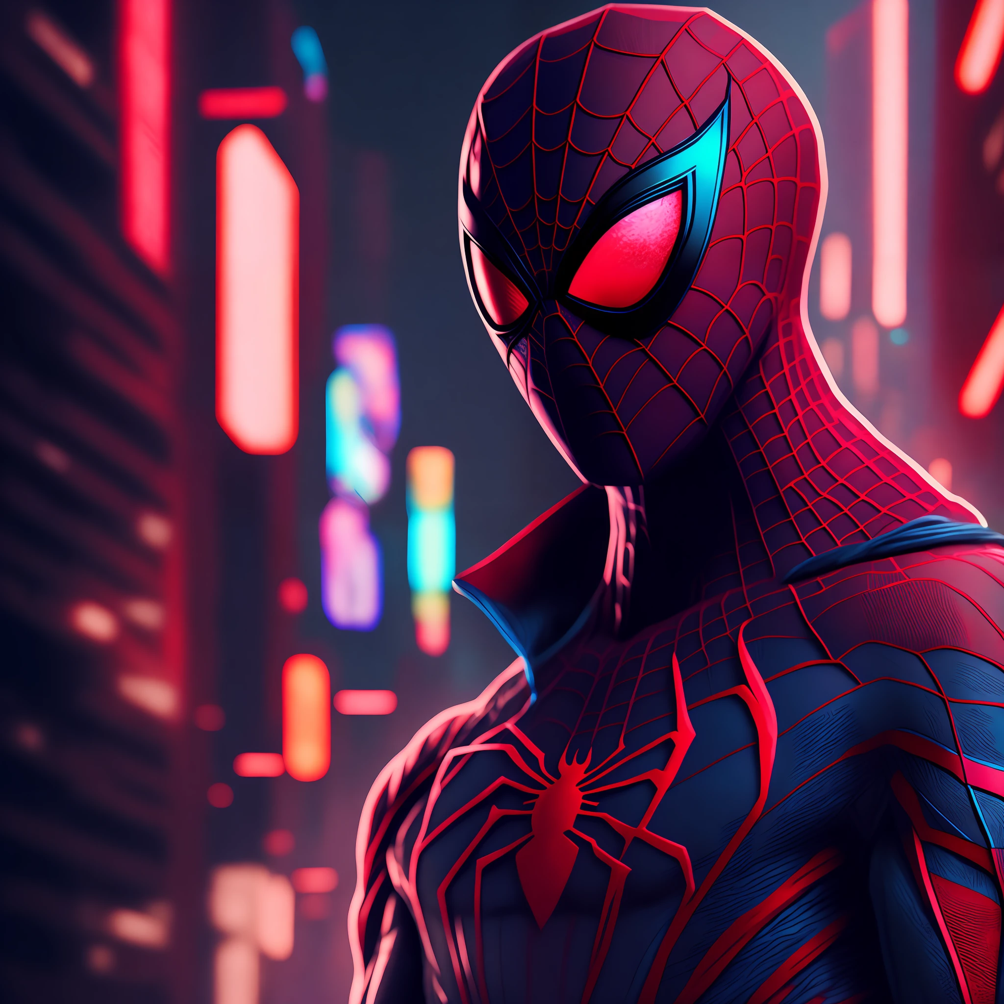 Spider-Man, cyberpunk, 8K.