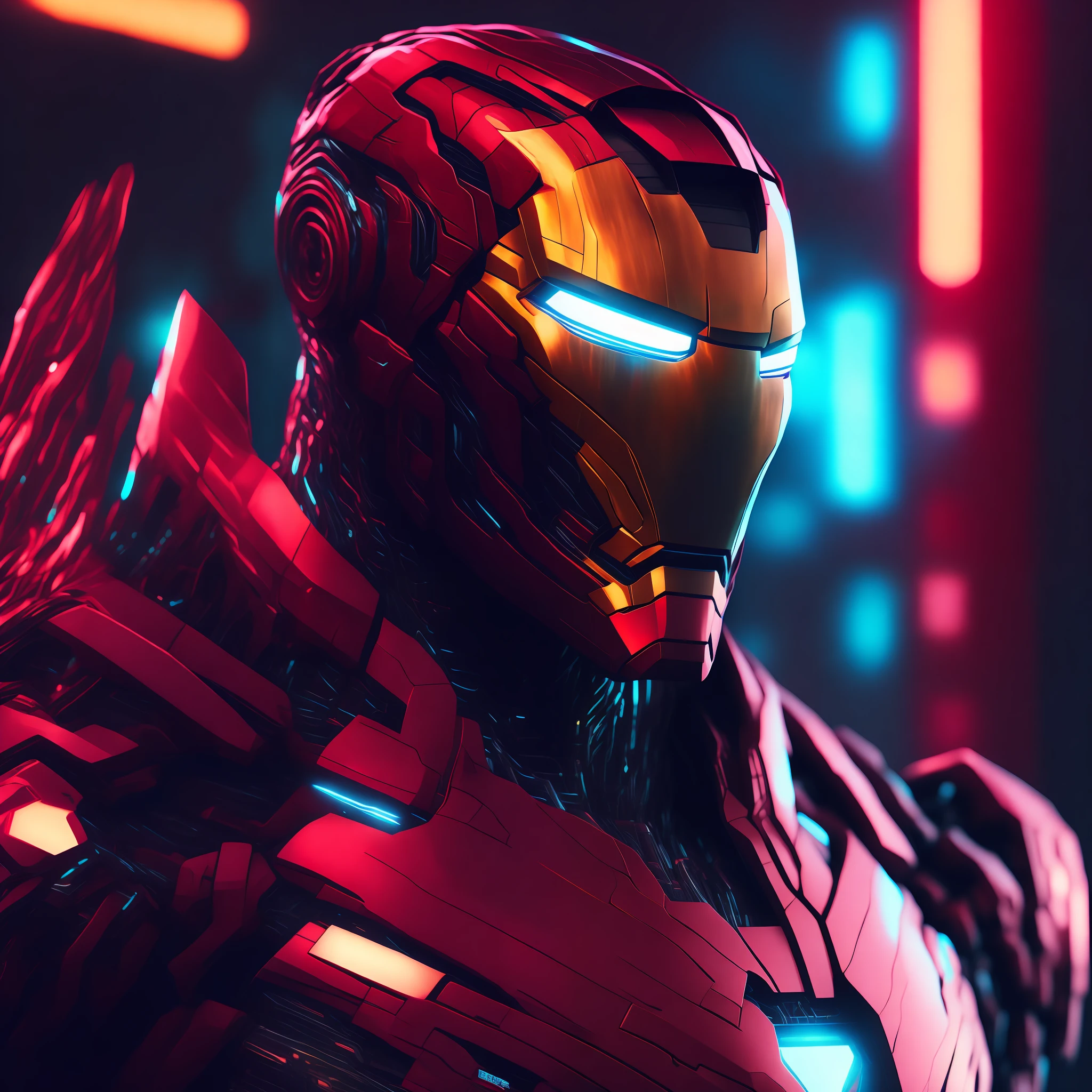 Iron Man, cyberpunk, 8K.