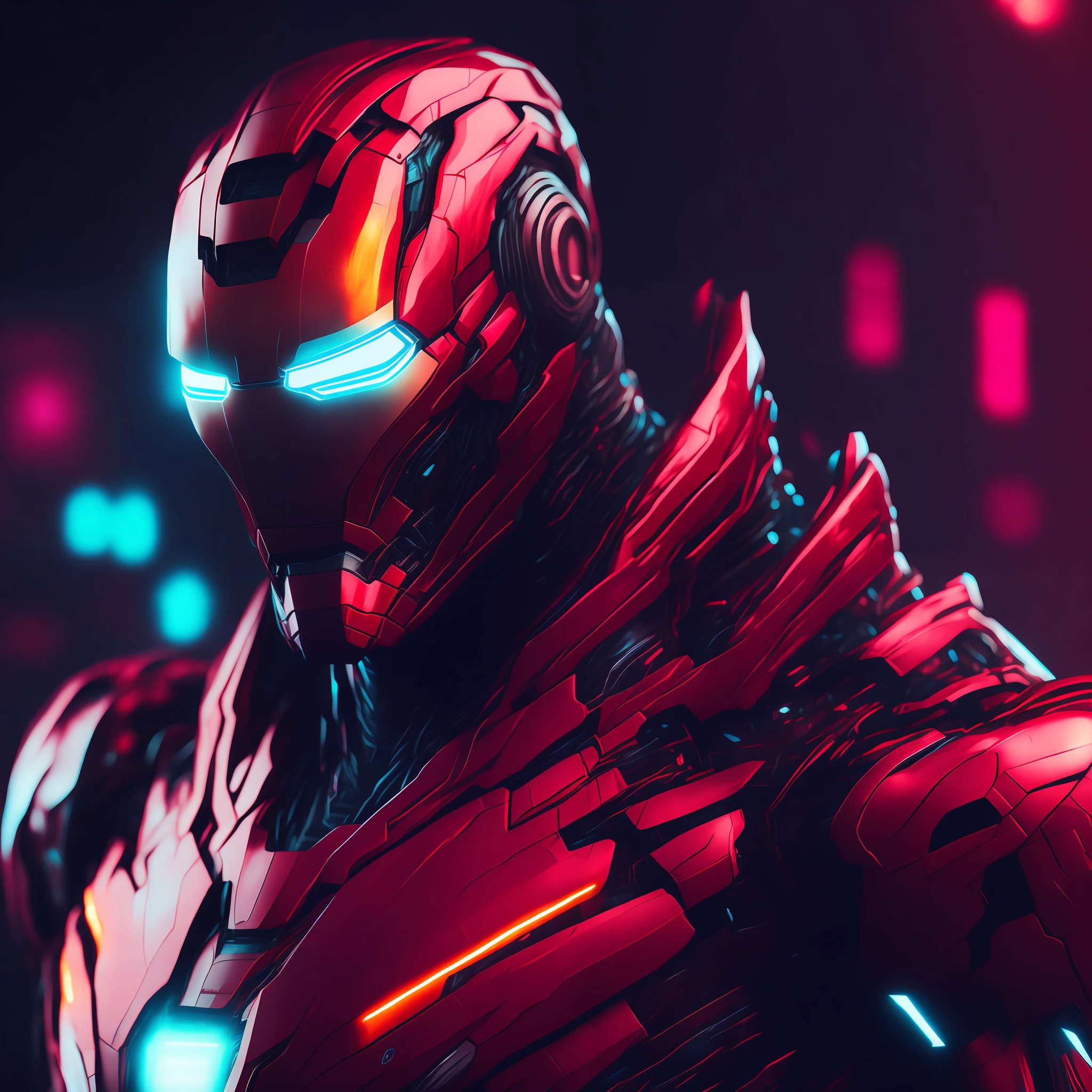 Iron Man, cyberpunk, 8K.