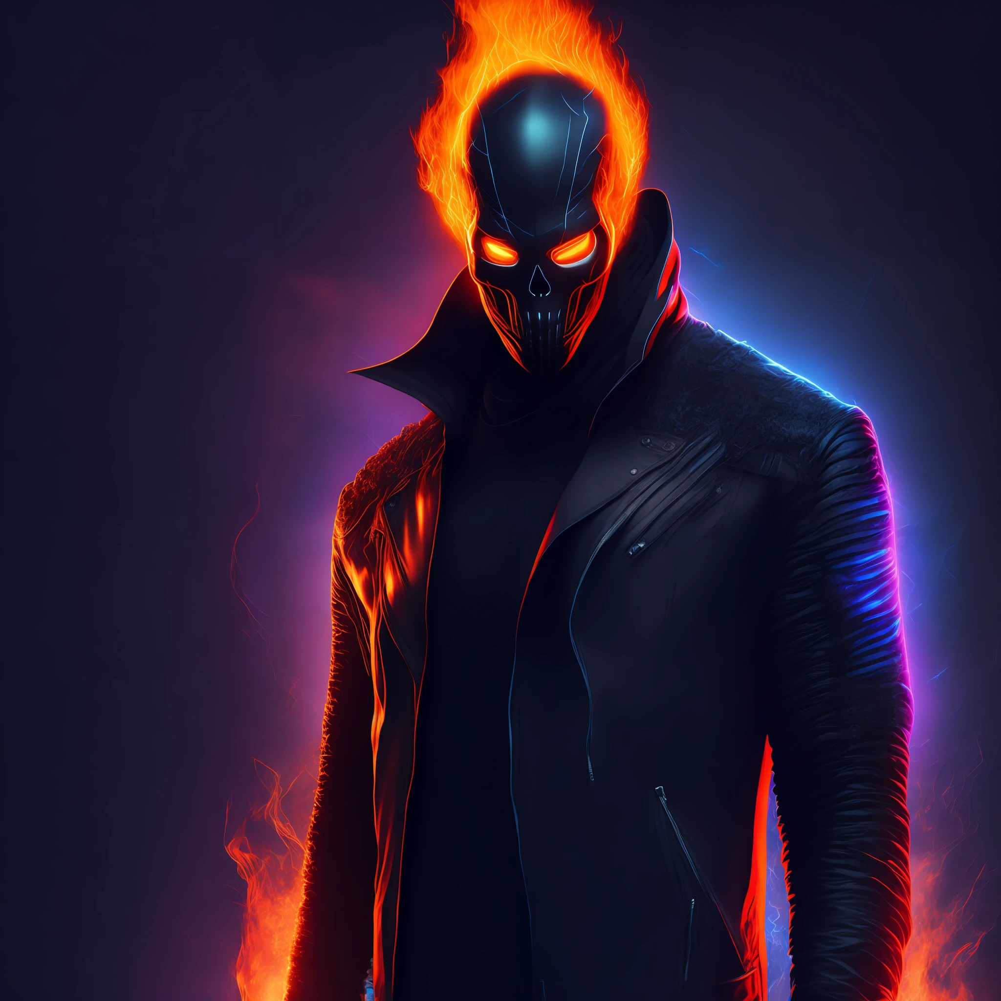 Ghost Rider, cyberpunk, 8K.