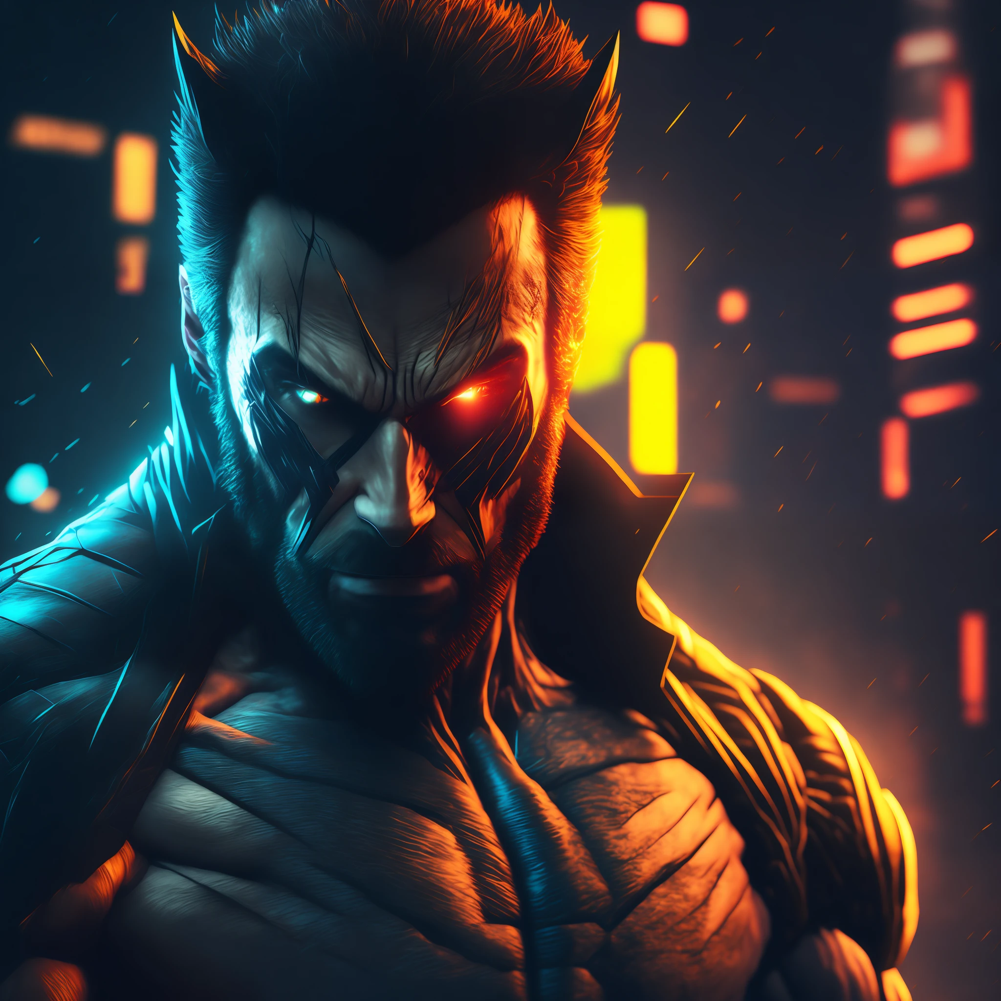 Wolverine (marvel), cyberpunk, 8K.