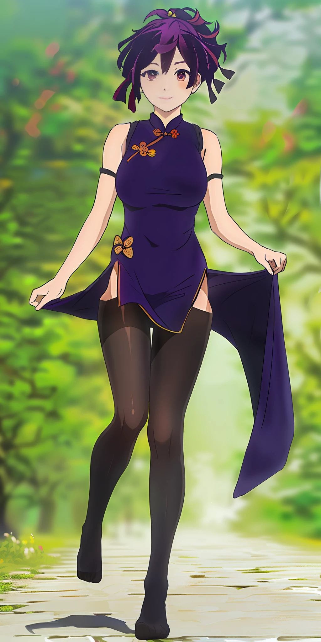 ((Nino Nakano)),((Chinese dress)),((full body)),((feet in pantyhose)),((pantyhose)))