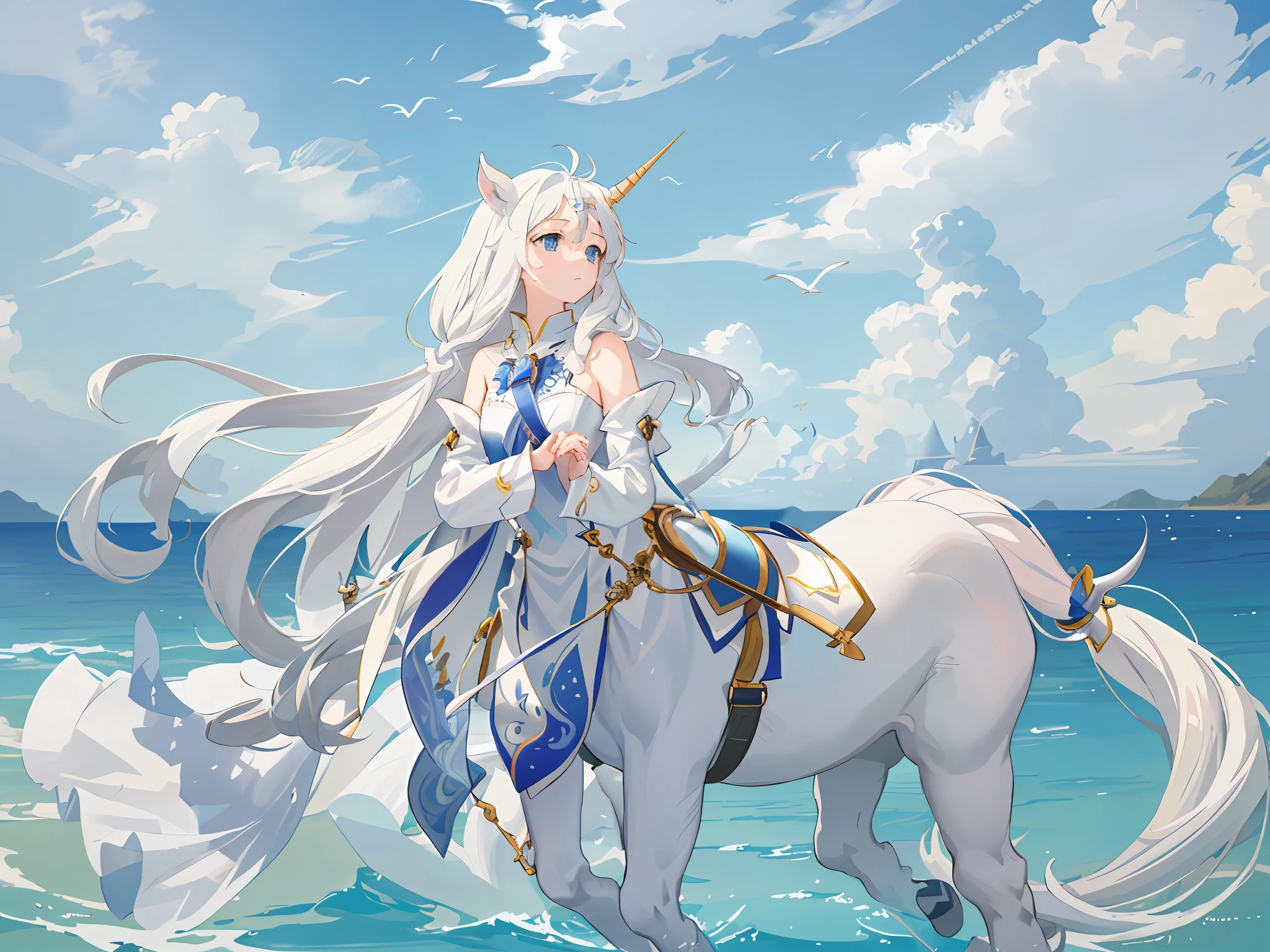 Background clouds and ocean