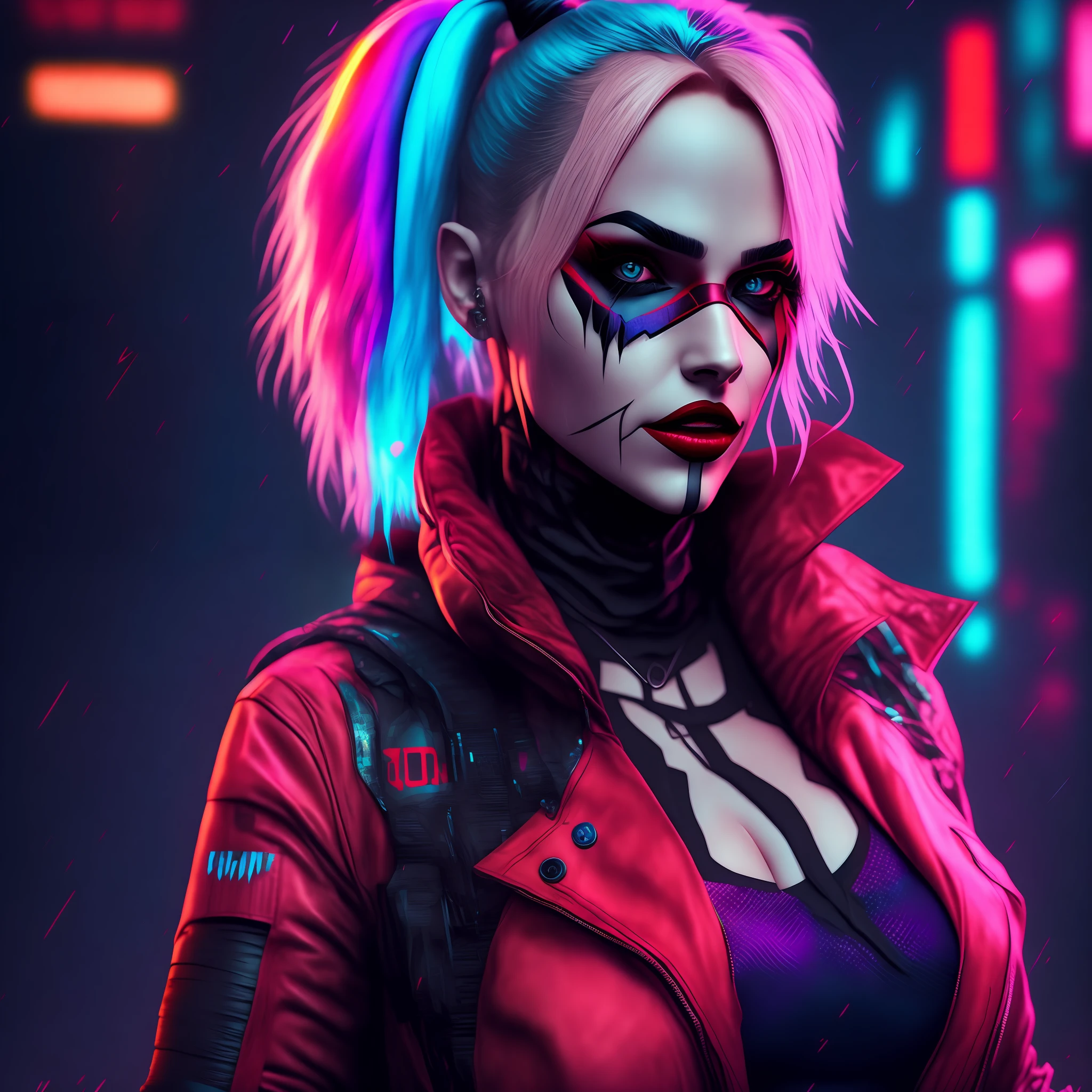 Harley Quinn (DC), cyberpunk, 8K