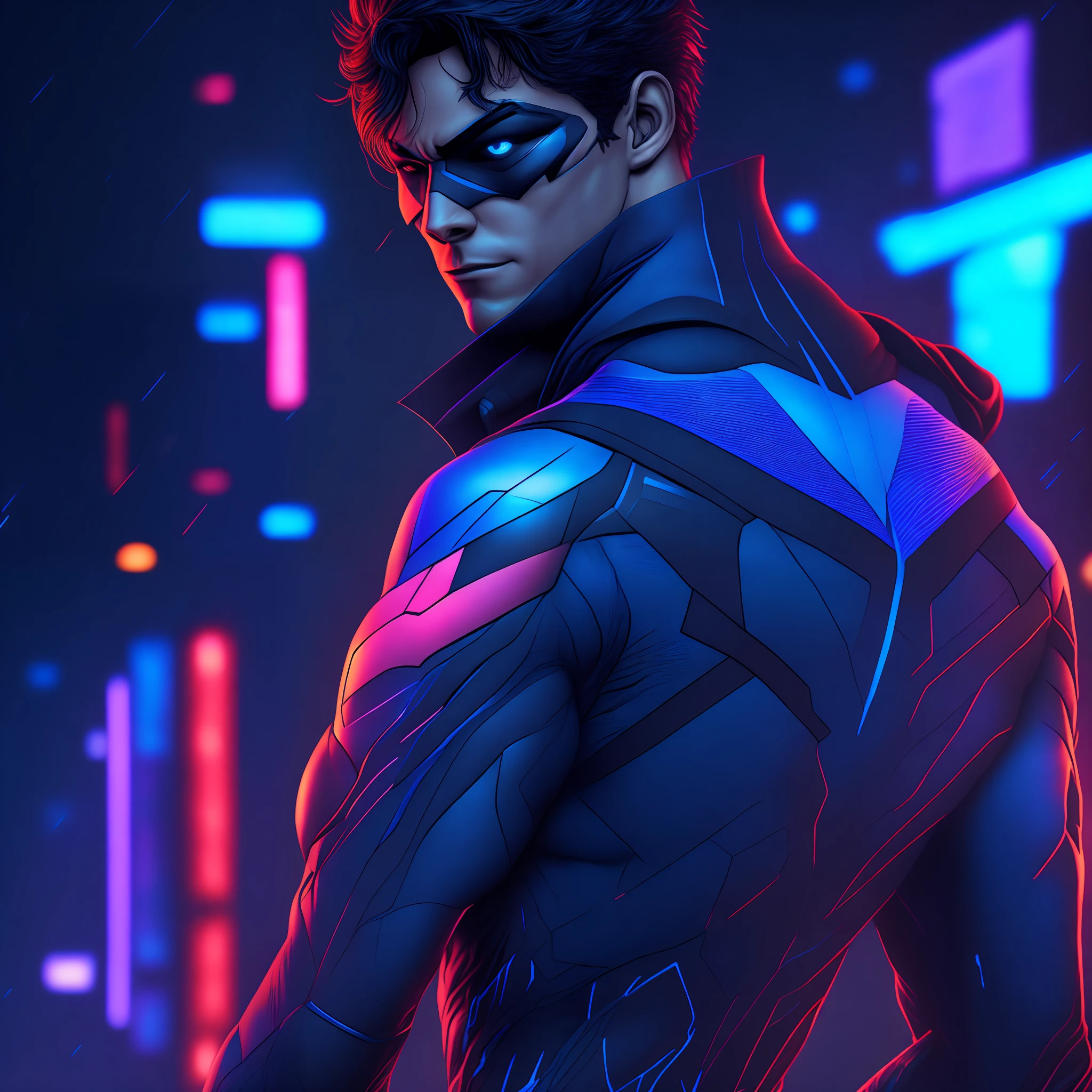 Nightwing (DC), cyberpunk, 8K