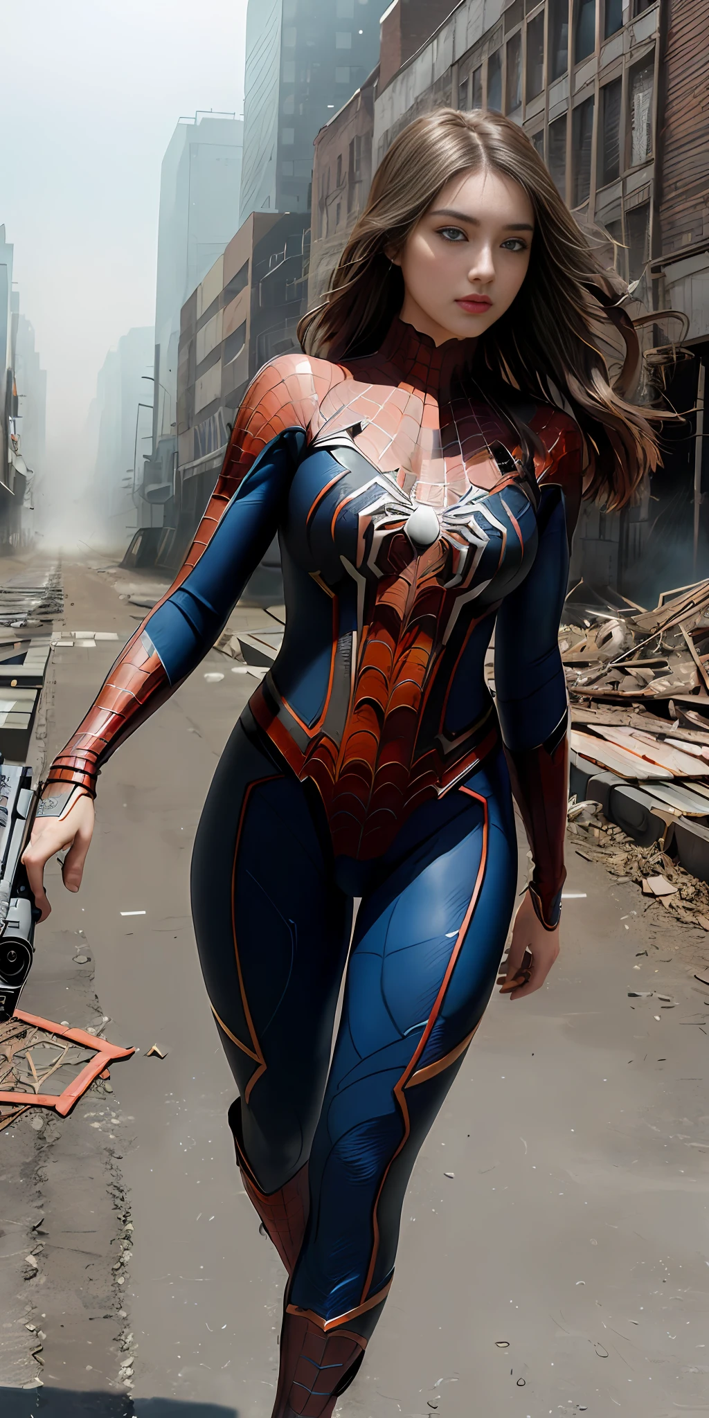 (((extremely detailed face))),(((extremely detailed eyes and face))),beautiful detailed eyes,(1girl:1.3), solo, __body-parts__, official art, unified 8k wallpaper, super detailed, beautiful and aesthetic, beautiful, masterpiece, best quality, raw, masterpiece, super fine photo, best quality, super high resolution, photorealistic realism, sunlight, full body portrait, amazing beauty, dynamic pose, delicate face, vibrant eyes, (from the front), she is wearing a full body Spider-Man suit, red and black color scheme, spider, very detailed abandoned warehouse background , detailed face, detailed complex busy background, messy, gorgeous, milky, highly detailed skin, realistic skin details, visible pores, sharp focus, volumetric fog, 8k uhd, DSLR camera, high quality, film grain, fair skin, photo realism, lomography, huge metropolis in a future dystopia,