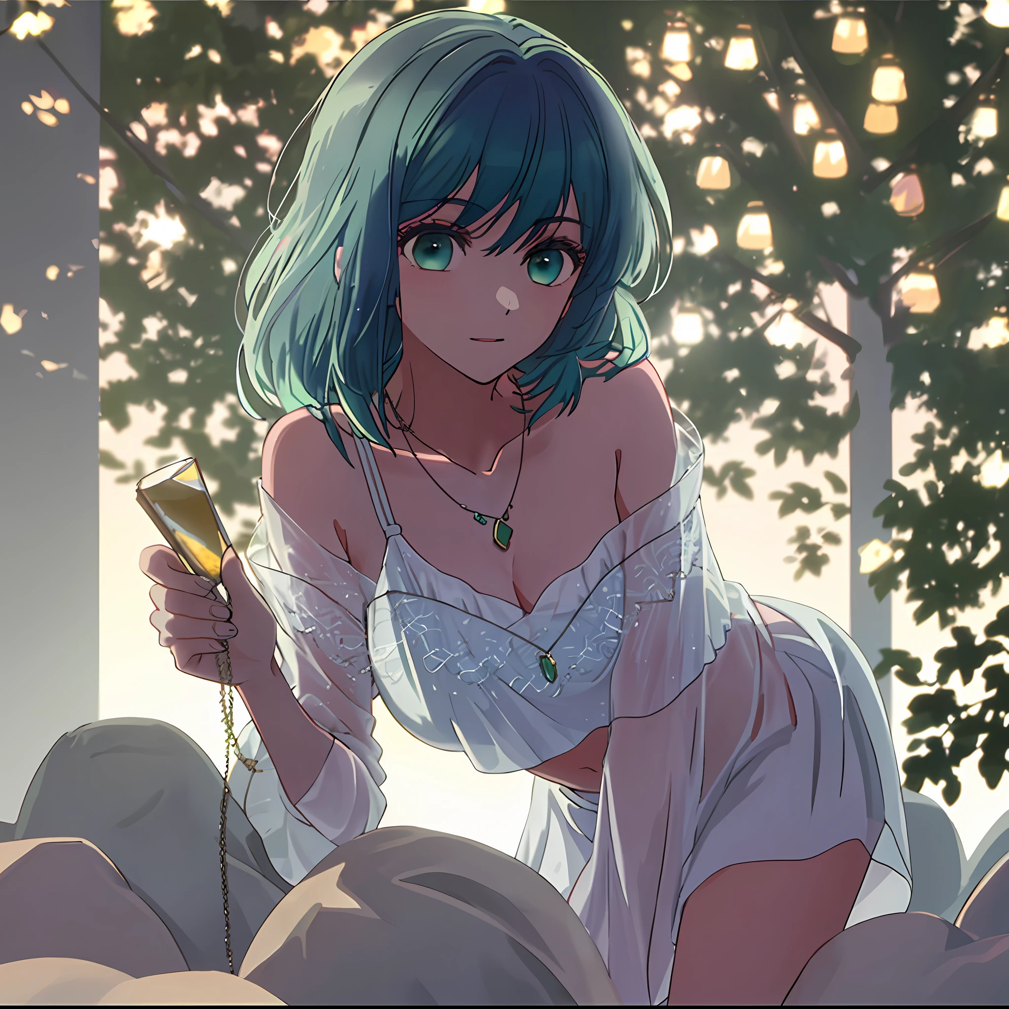 best quality, masterpiece, highres, solo, laying down, 1girl, naked, posing, nudity, revealing clothing, revealing, cleavage, thick thighs, exposed belly, blue hair, gradient hair, green hair, hair ornament,necklace, jewelry,Beautiful face,upon_body, tyndall effect,photorealistic, dark studio, rim lighting, two tone lighting,(high detailed skin:1.2), 8k uhd, dslr, soft lighting, high quality, volumetric lighting, candid, Photograph, high resolution, 4k, 8k, Bokeh