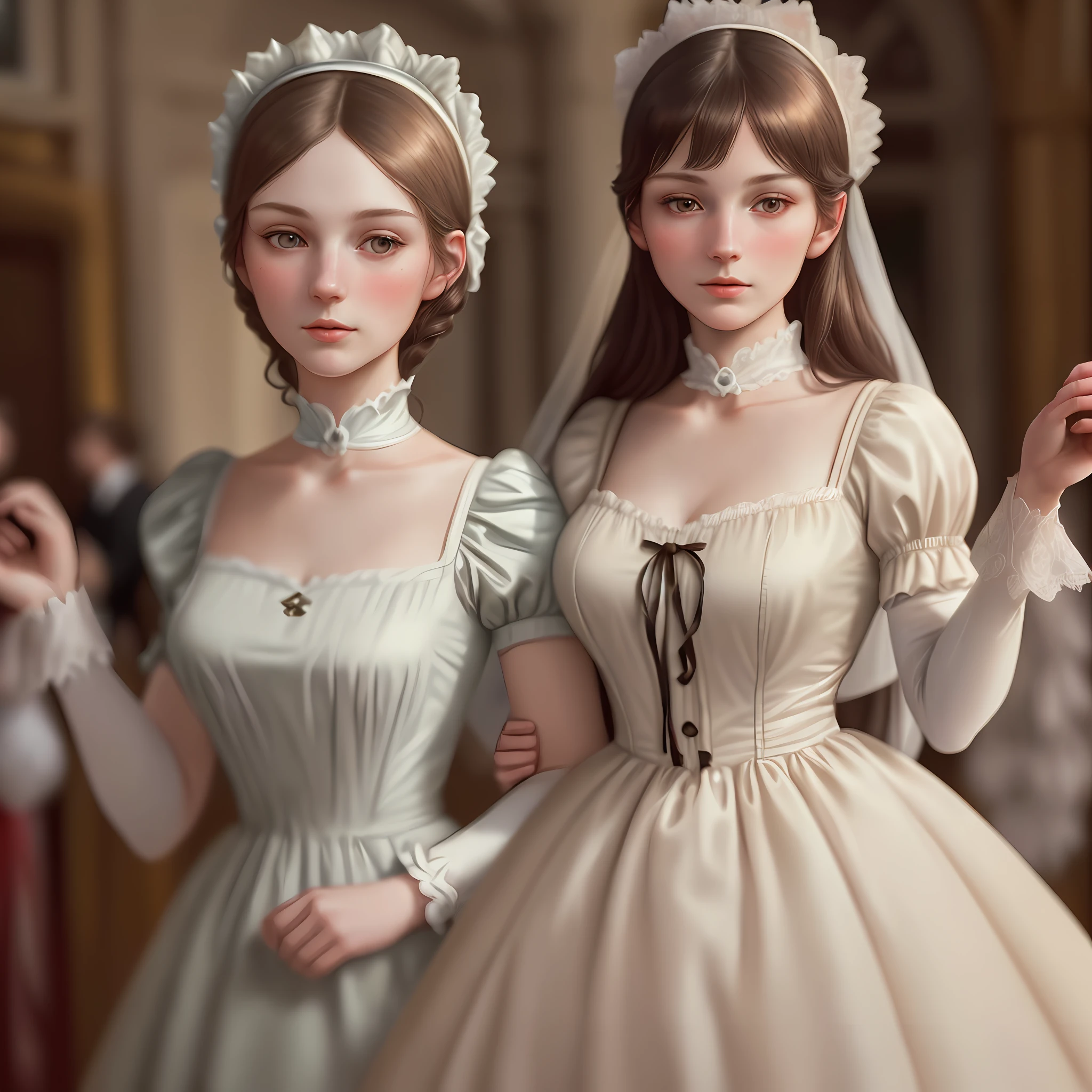 Stunningarily beautiful girl in England, Florence Nightingale, Victoria, pale skin, (((realistic face)), realistic proportions, delicate body, staring at camera, souvenir photo, maid outfit, [[realistic ???????]], ((focus on the entire body)), (delicate illustrations: 1.4), (Renaissance art: 1.4), (ultra high resolution: 1.2), ( Photorealistic: 1.4), (8K, RAW Photo: 1.2), (Soft Focus: 1.4), (18 years old: 1.3), (Sharp Focus: 1.4), Beautiful face with attention to detail, Pure Rose Face_V1, Photorealistic illustration, Natural light lighting, interior, red carpet, antique furniture, van Icke marriage