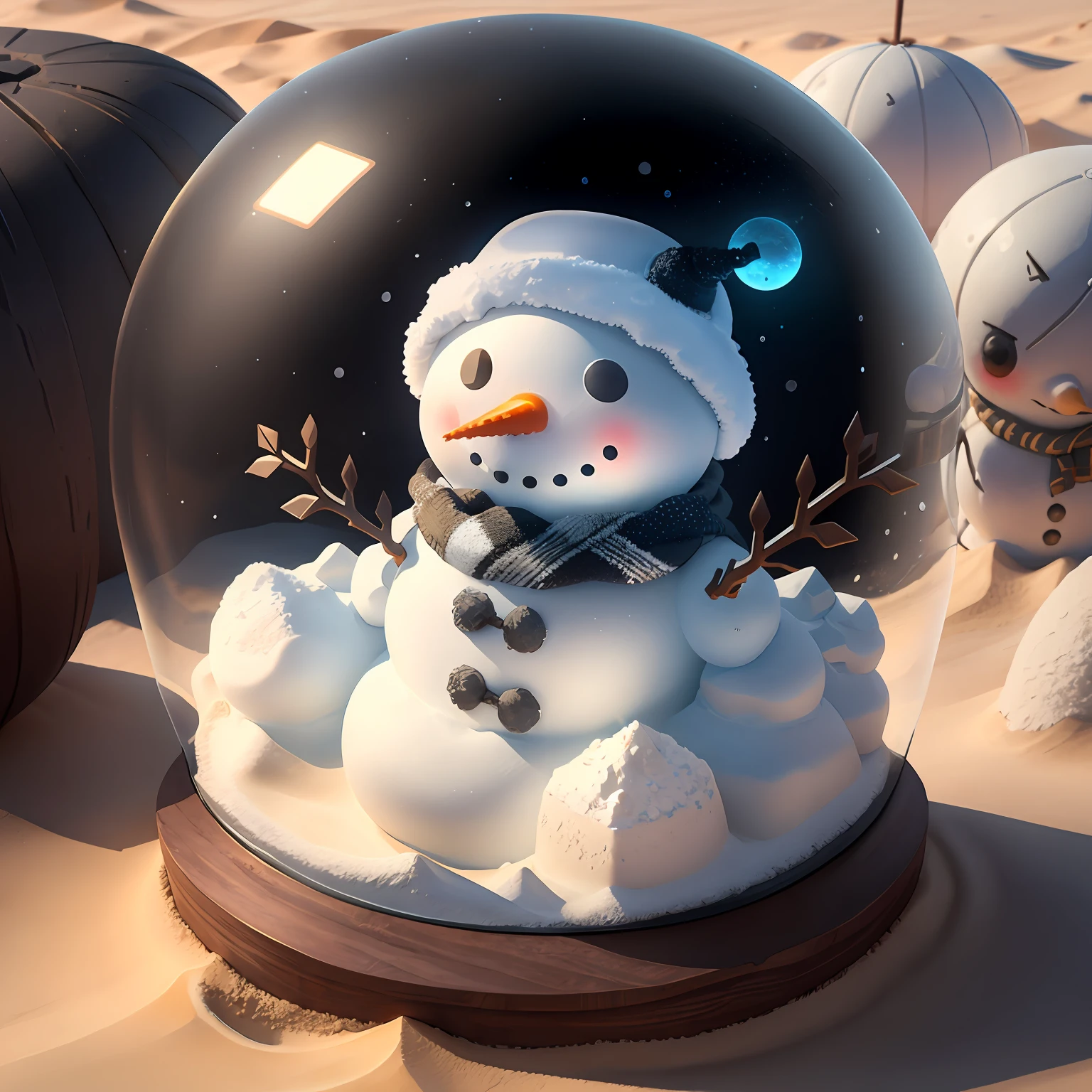 snowman from sand, dimetric view, high quality, game design, transparent color