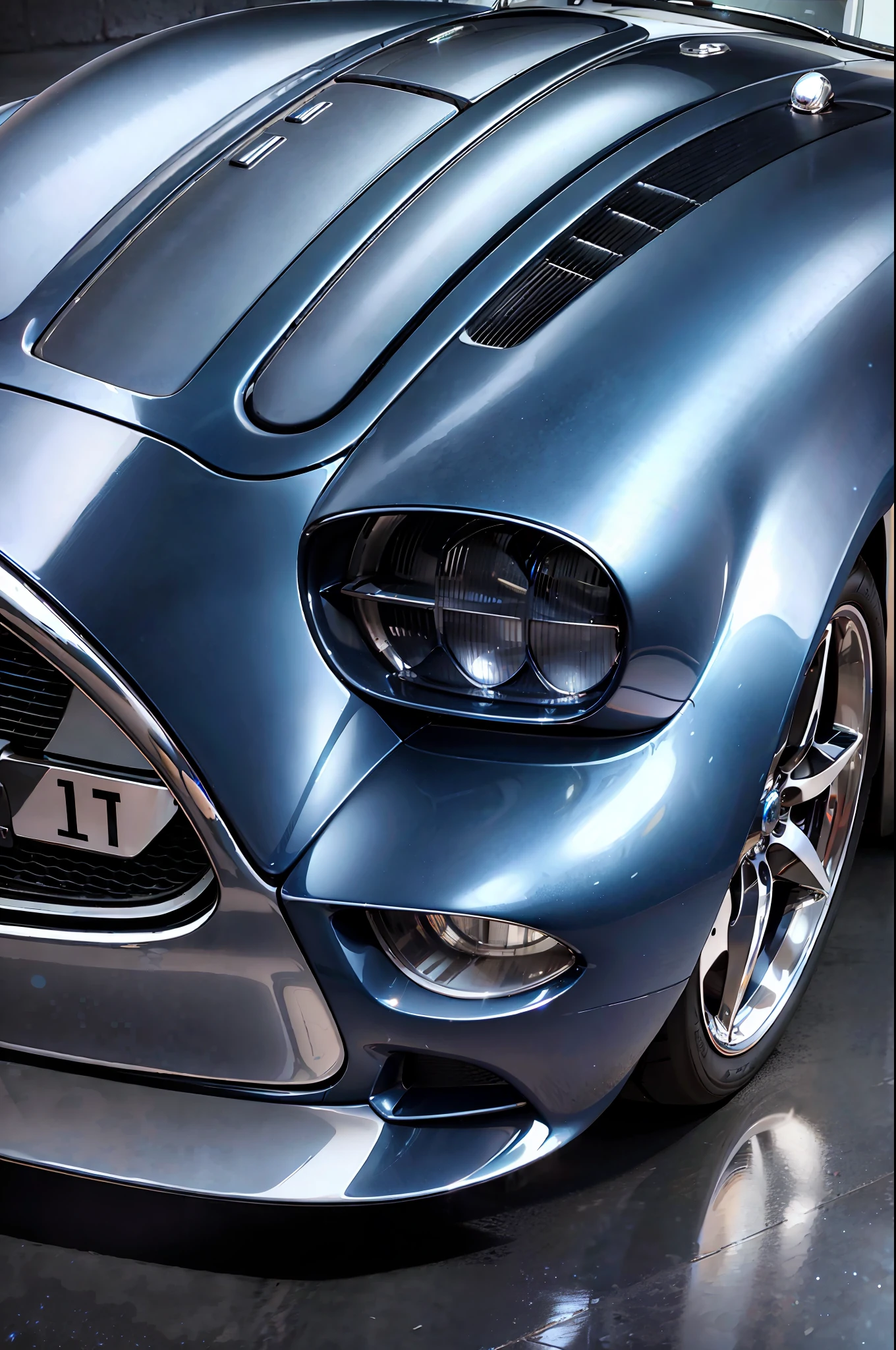 Shelby Cobra Blue Metallic, Photo Studio, Chrome Details, Ultra-Detailed, Ultra-Realistic, High Resolution 4k, Immaterial