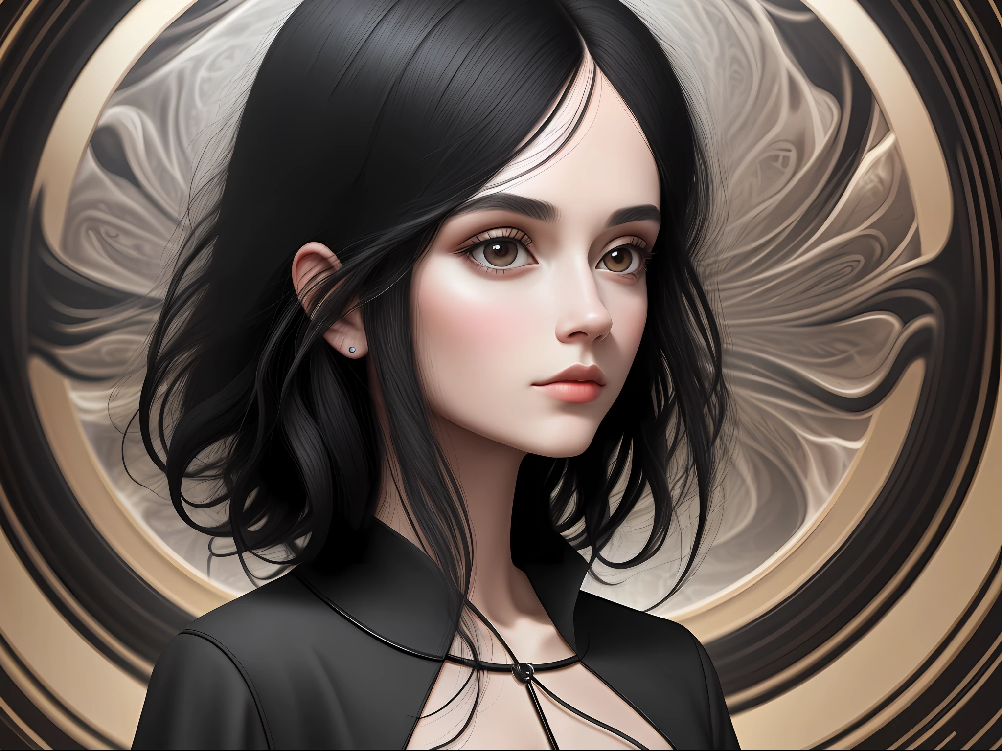 black hair, Surrealism, 8k, super detail