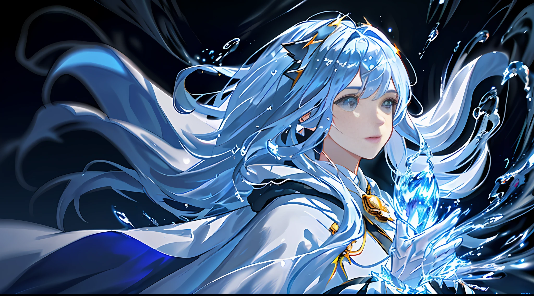 (skin dents:1.5), Realistic, realistic, (Masterpiece:1.5), concept art, Intricate details, Highly detailed, Realistic, Octane rendering, 8k, Unreal Engine, Dynamic pose, Best quality, High resolution, (Realistic face:1.1), (Surreal:1.1), ((full_body)), Perfect eyes, (shiny skin: 1.2), (((hairstyle))), (Perfect hands))), (Very detailed background), Haunted Island, ((dynamic background)), ((lightning)), (light), (1 girl), wearing a cape, (((flowing cloak))), ((detailed eyes, high quality eyes, high quality face)), long hair, ((flowing hairstyle))), 1 girl ((control water)), ((whirlwind of water))), ocean, tsunami, magic, (dramatic), epic, depth of field, bokeh, 4k, gothic, (raining), energy balls between hands