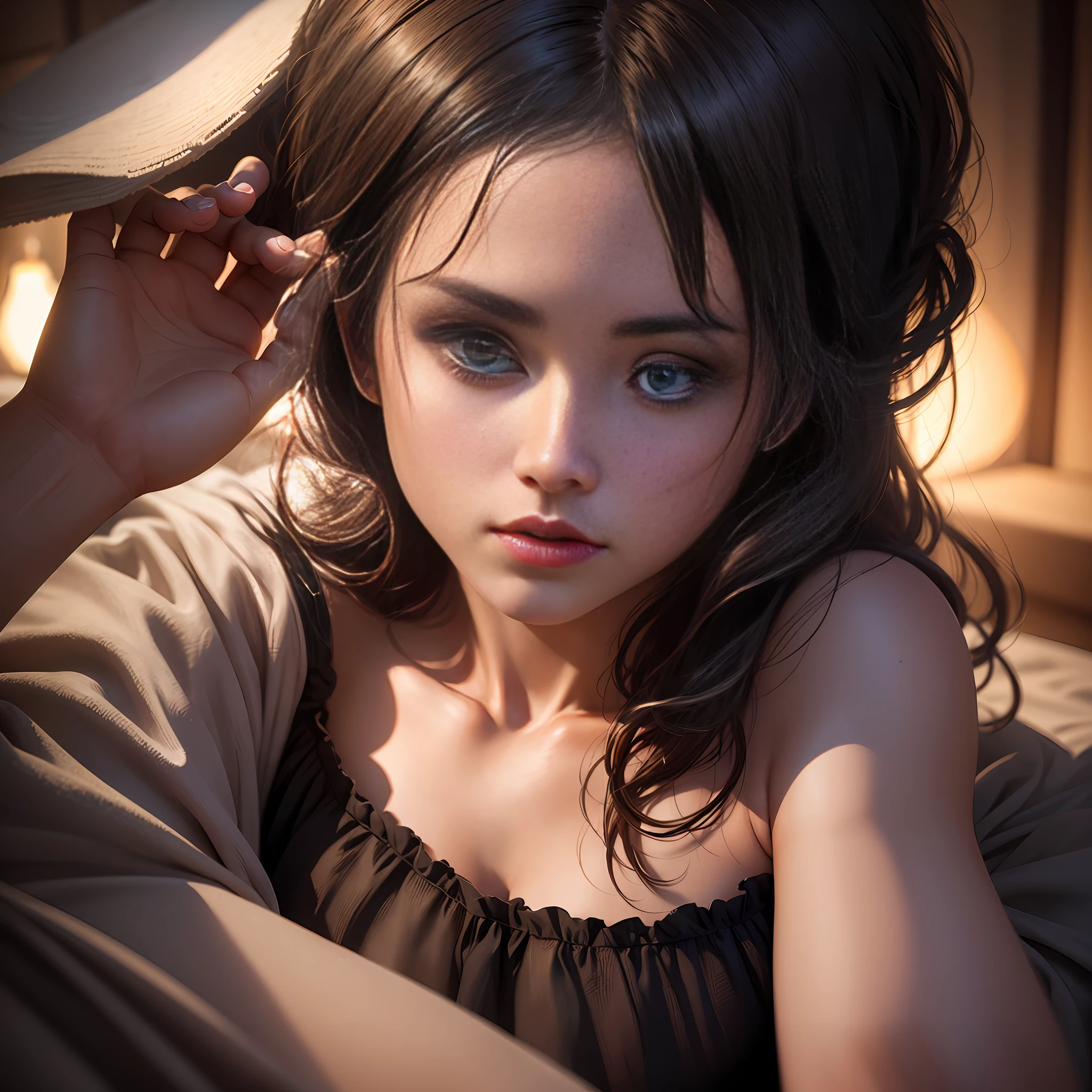 Best quality, masterpiece, ultra high res, (photorealistic:1.4), raw photo, 1girl, offshoulder, in the dark, deep shadow, low key, cold light