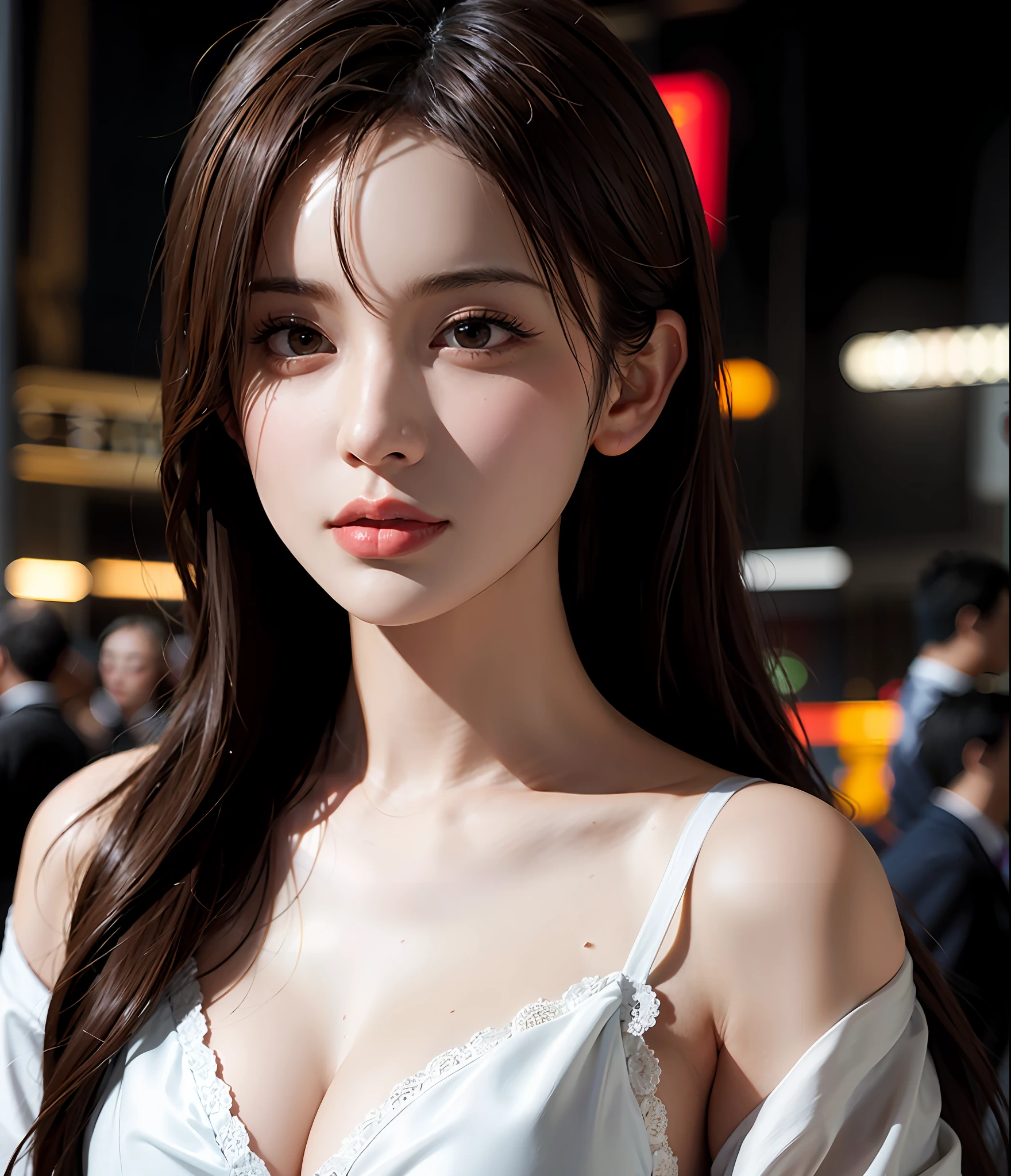 1girl,Sweet girl, princes,college uniform, Natural, Elegant,Cute,(perfect big eyes:1.2),black long hair,Perfect nose, small chest, holding flowers,extreme hand details,cute,(at the night market),RAW,16k,(masterpiece:1.5), best quality, intricate details,ultra highres,extremely detailed, wallpaper,Unreal 5 Engine ,ray tracing,Artstation extreme artistic detail,dynamic lighting,extremely detailed,(photorealistic:1.5),sharpen,depth of field, complex 3d render ultra detailed,octane render,Completed facial features,