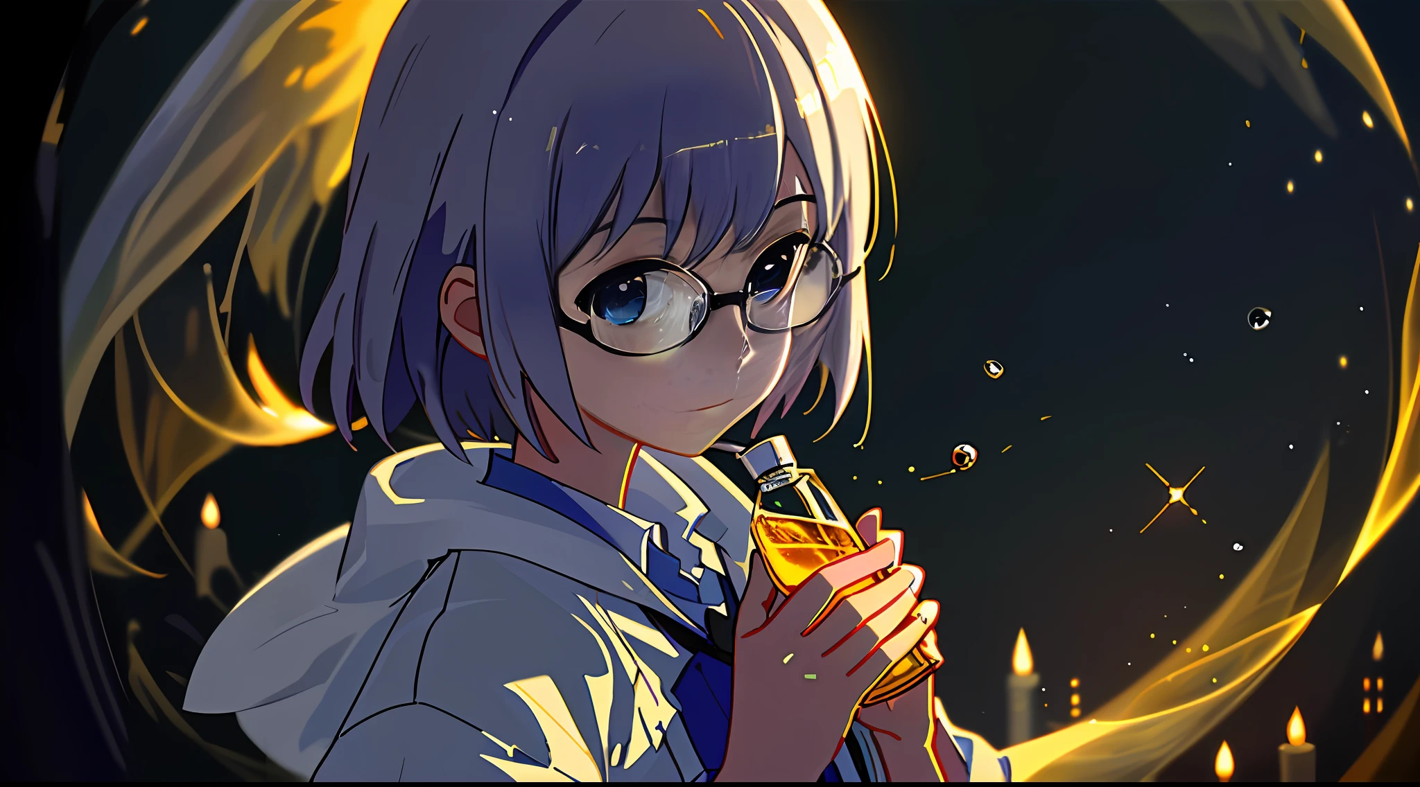 (Masterpiece: 1.5), (Best Quality: 1.5), High Resolution, High Detail, 3DMM,1 Girl, Solo, Scientist, Glasses, White Robe, Holding Measuring Bottle with Yellow Liquid in Hand, Side Face Looking Up at Measuring Bottle, Low Contrast, Vivid Lighting, Enchanting Elegance, Atmospheric Depth, Superb Technique, Naturalistic Expression, Harmonious Composition, Creative Improvement, Striking Juxtaposition, Evocative Tones, Enchanting Colors, Dramatic Lighting, 1Girl, Solo , Research Station, Outdoor, Spirituality, Peace --v6