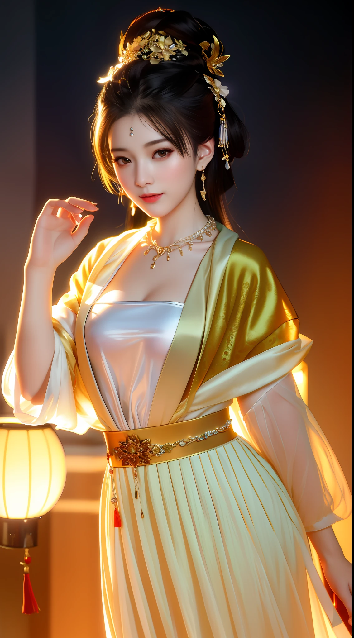 best quality, masterpiece, highres, 1girl, china dress, hair ornament, necklace, jewelry, Beautiful face, upon_body, tyndall effect, photorealistic, dark studio, rim lighting, two tone lighting, (high detailed skin:1.2), 8k uhd, dslr, soft lighting, high quality, volumetric lighting, candid, Photograph, high resolution, 4k, 8k, Bokeh, medium breasts,
