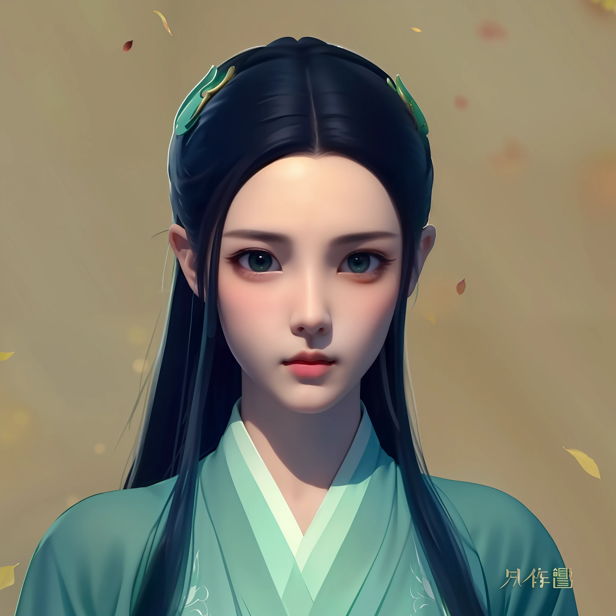 (extremely detailed CG unity 8k wallpaper,masterpiece,best quality,ultra-detailed),(best illumination, best shadow, an extremely delicate and beautiful),floating,
[(:1.4) ((long hair girl, beautiful face, wearing green dress, inspired by famous beauties such as Qiuying, Lvji, Aixuan, Zhang Yan, Lanying, Shen Shizhen, Huang Ji, Tang Yifen, Ma Yuanyu):0.75]),
(:0.4) (autumn scenery,leaves falling,amber light, wide shot,watercolor) ]