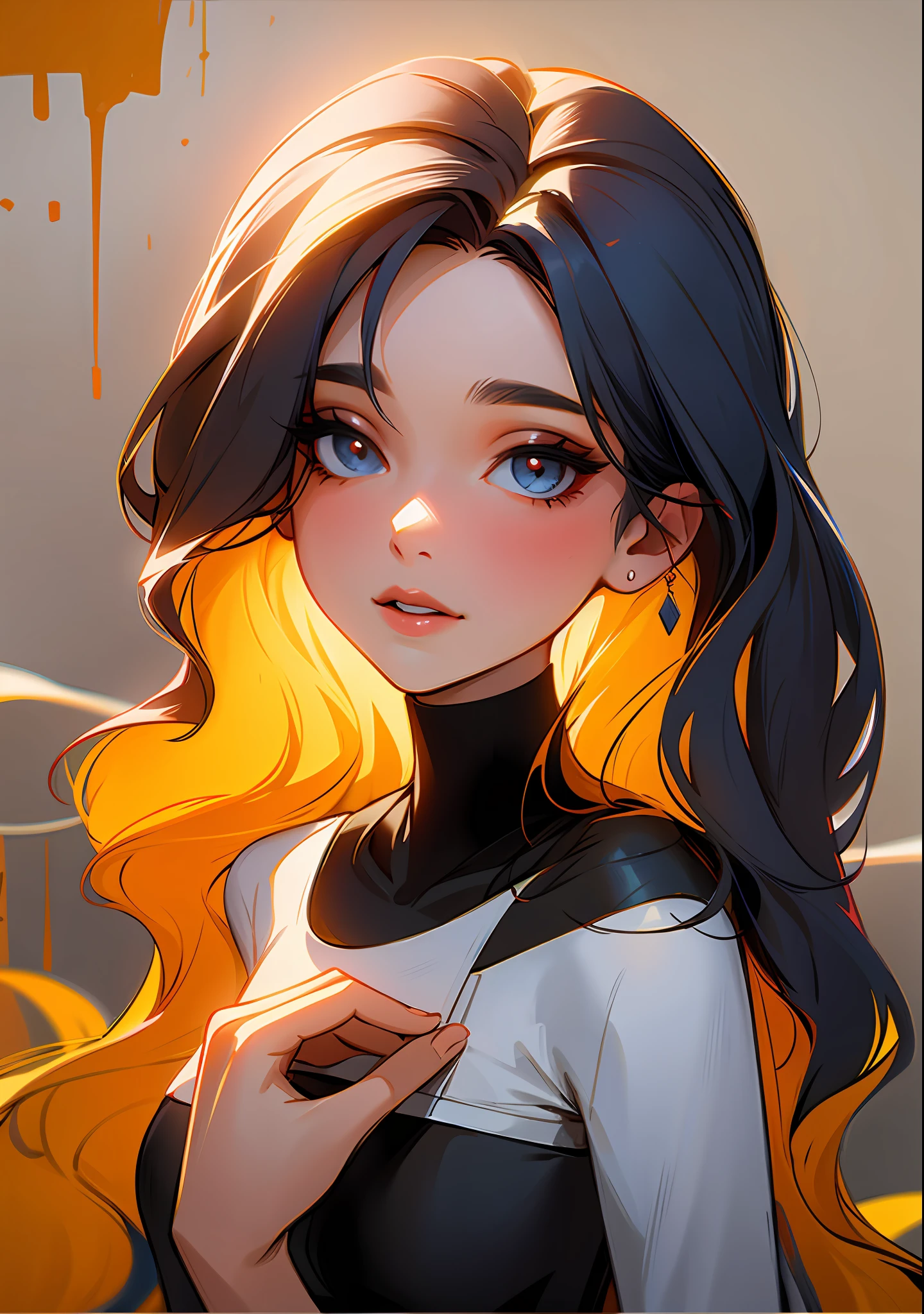 Painting of a girl with long hair,