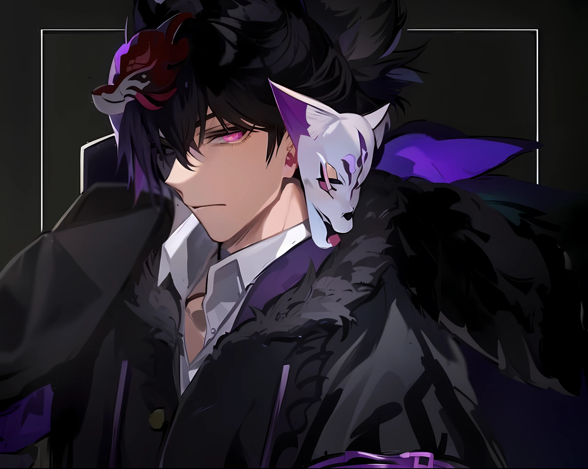 anime character with a purple and black hair and a white shirt, handsome guy in demon slayer art, the former demon king, handsome japanese demon boy, inspired by Okumura Masanobu, dapper dream demon, demon slayer rui fanart, trigger anime artstyle, demon slayer artstyle, portrait gapmoe yandere grimdark, keqing from genshin impact