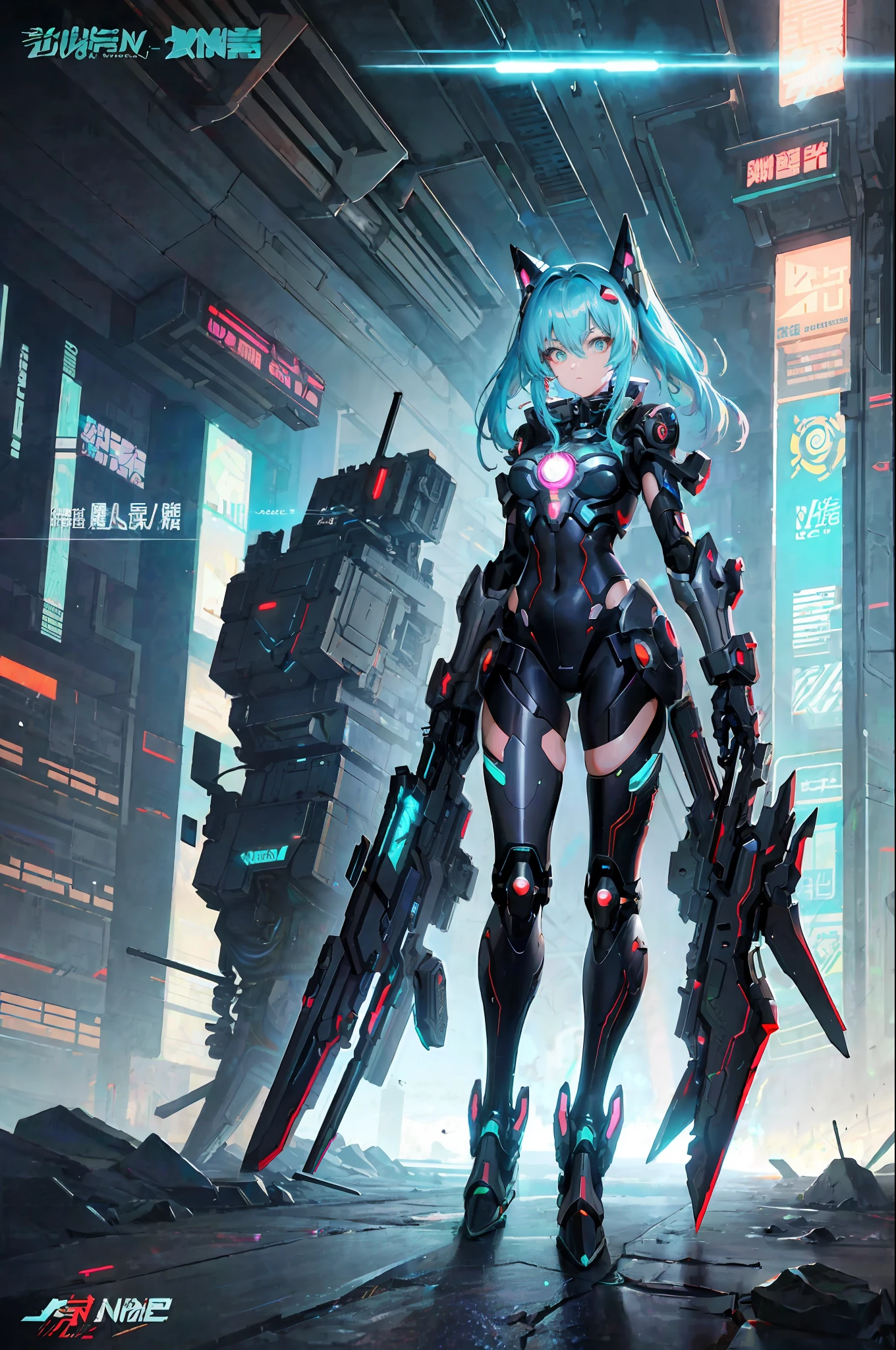 (Cyberpunk anime girl mecha, 8k quality, Guweiz, Russell Dongjun Lu, Ross tran and other well-known artists signature style), construct unique patterns, (detail setting + fluorescent glow) and (digital art special effects + cool network armor) to create a gorgeous cyberpunk future.