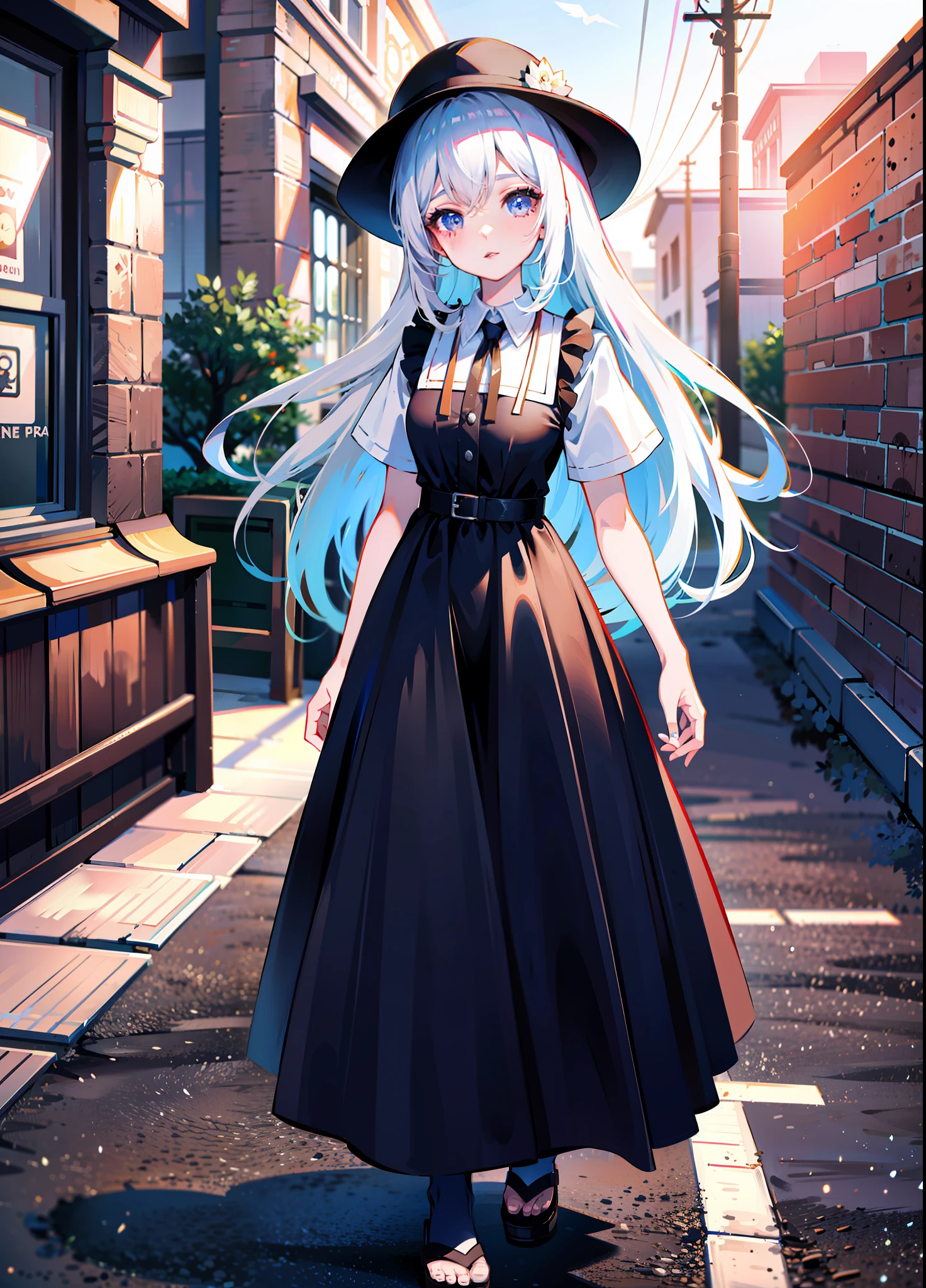 Anime girl walking down street in black and white dress, facing audience, room, anime style 4 K, anime style. 8k, anime art wallpaper 8 k, young anime girl, anime wallpaper 4 k, anime wallpaper 4k, 4k anime wallpaper, beautiful anime girl, anime art wallpaper 4k, anime art wallpaper 4k, anime girl with long hair, smooth anime CG art