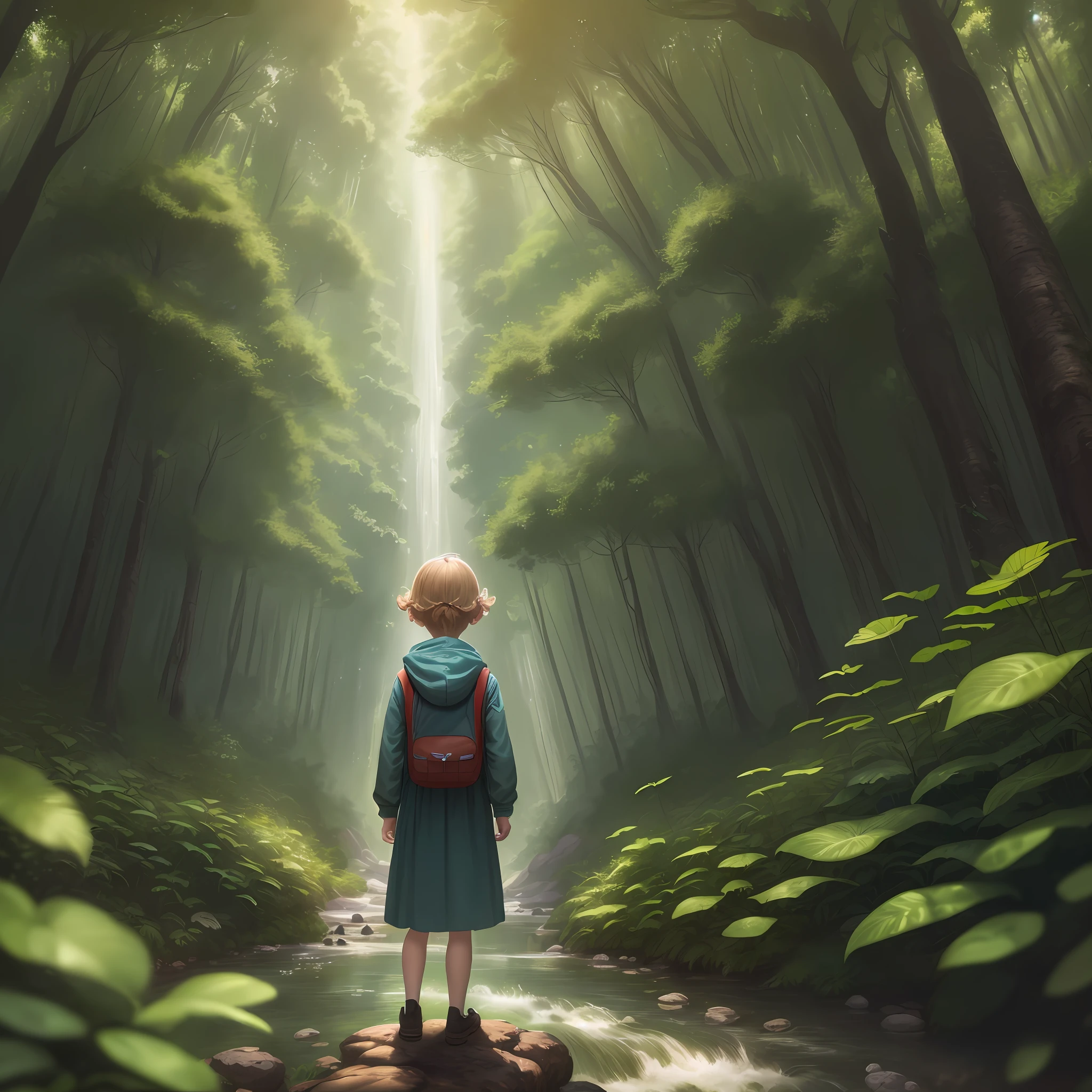 (extremely detailed CG unit 8k wallpaper, best quality, masterpiece), (forest, depth of field, airy) 3 children, curious and explorers, solving mysteries, Lucas, Sofia, Pedro, adventure, forest, curious, brave, mysterious, solve, save, enchanted, explore, curious, strange, rescue, investigate, toxic, river, city, clean, plants, animals.