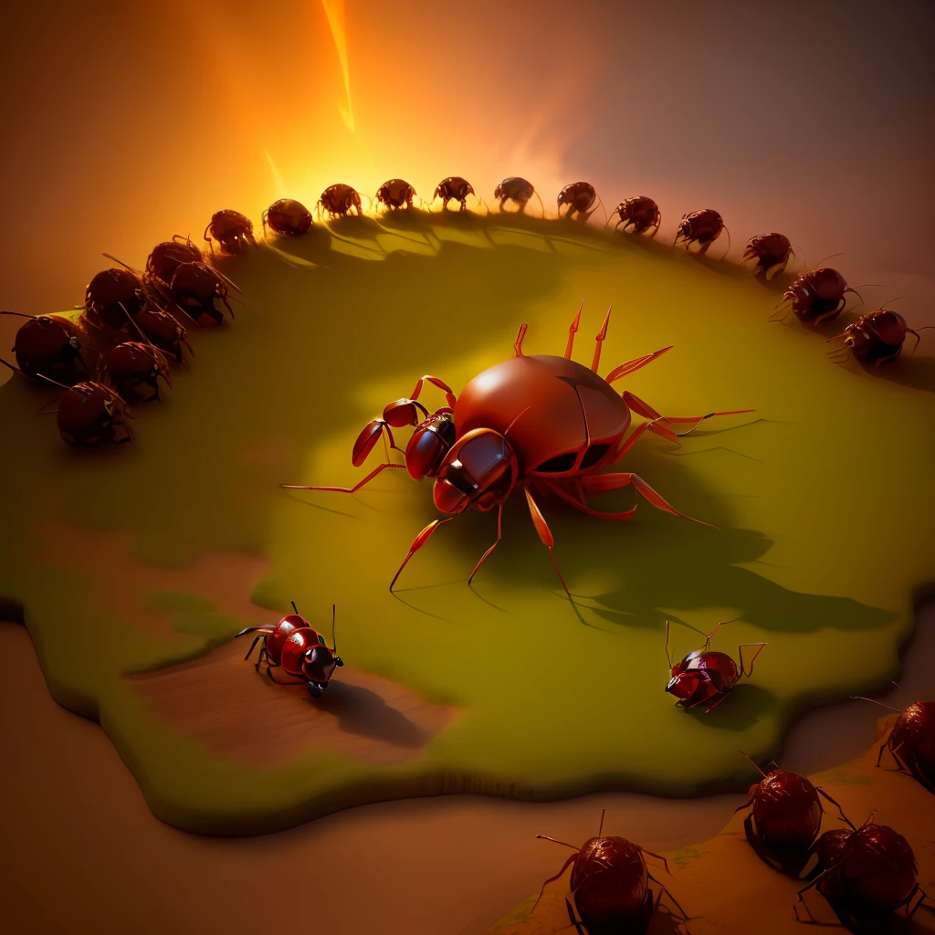 circle bloody anthill, ant corps around, game design, high quality, fantasy 3D