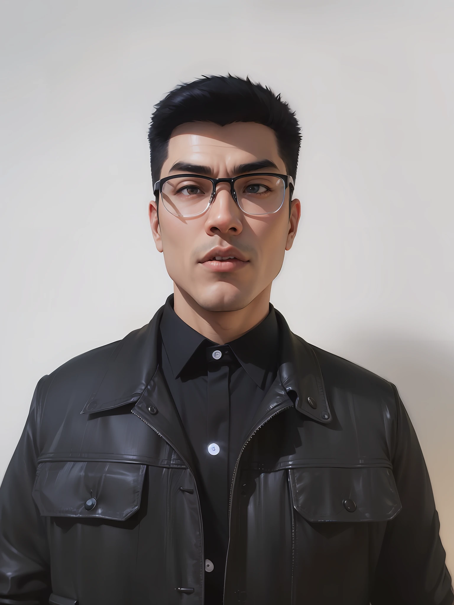 There was a man in glasses and a black shirt, profile picture, professional picture, Pixar style, Khyzyl Saleem, Victor Maristane, Ramil Sunga, Ash Thorp Khyzyl Saleem, John Jude Palencar, Andres Rios, Nivanh Chantara, Christian Orrillo, Yanjun Cheng，Victor Ngai