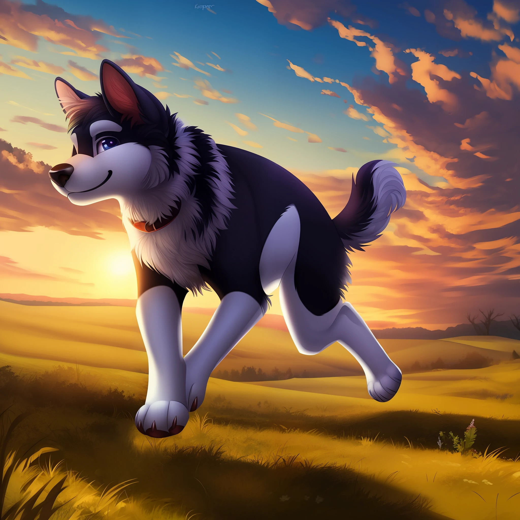 puppy dog running,  digital media \(artwork\), realistic, amazing background, kosperry,