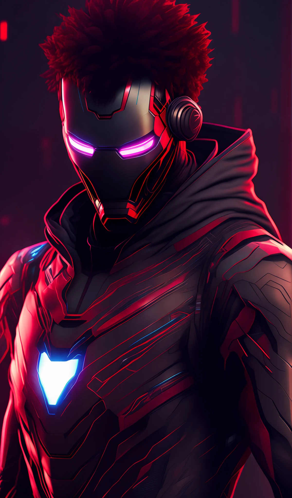 Miles Morales, Cyberpunk, 8k, Iron Man Suit