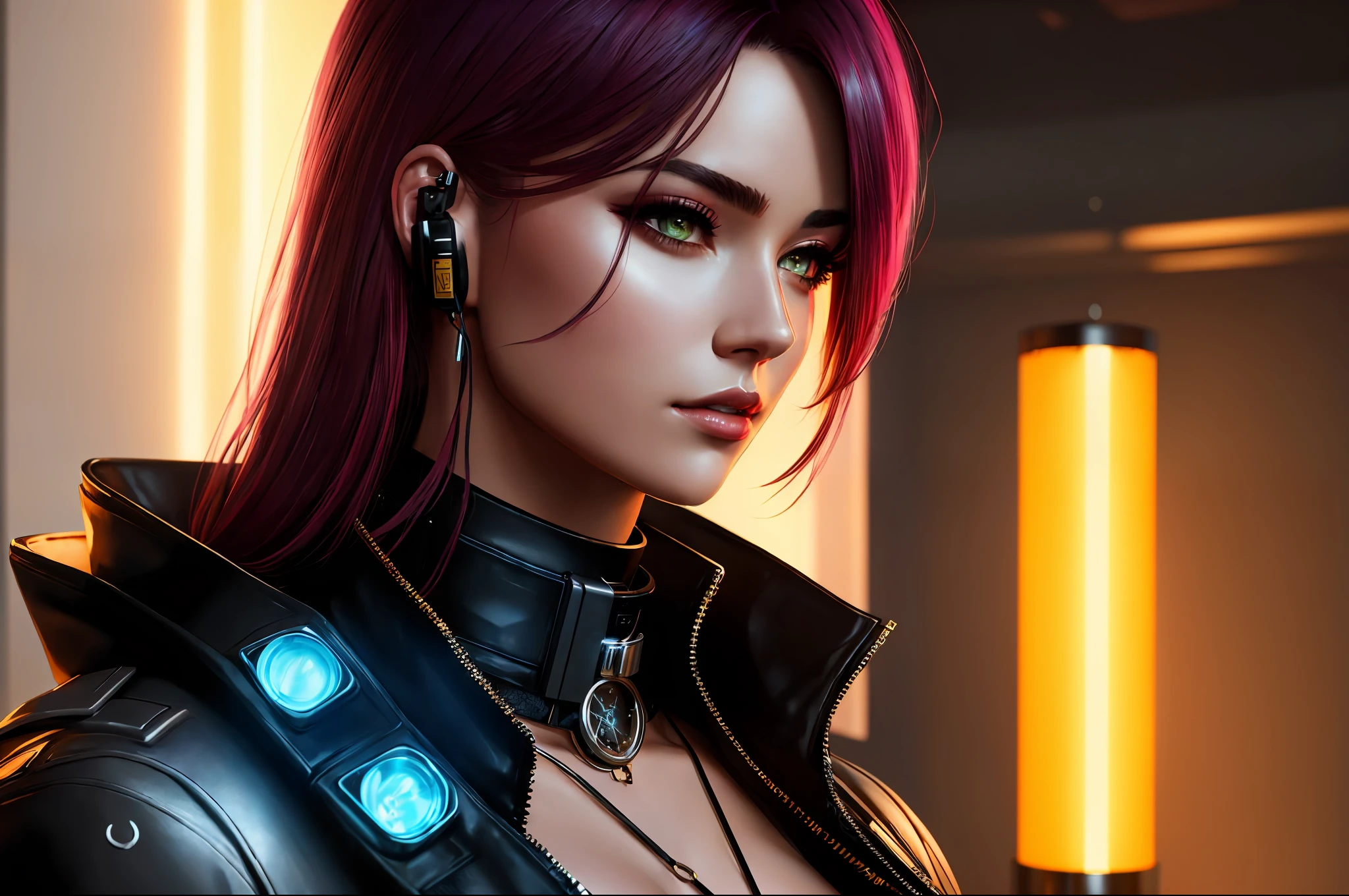 detailed realistic, detailed hyperrealism face, beautiful face, Beautiful girl, female gamer, (playing game in the gaming room), R-cup breast, full body, (wear earphone rgb), Very detailed, 8k, dark tone, dark shadow, glow in the dark, gaming color grading, (HDR, UHD, 64k, best quality, RAW photograph, best quality, masterpiece:1.5) ,cyberpunk female character cyberpunk wearing steel collar around neck, realistic, art, beautiful, 4K, collar, choker, collar around neck, punk, artstation, detailed, female, woman, choker, cyberpunk, neon, punk, collar, choker, collar around neck, thick collar, choker around neck, wearing choker, wearing collar, bright neon punk hair, expressive oil painting, cinematic, dramatic lighting, trending on artstation, artgerm