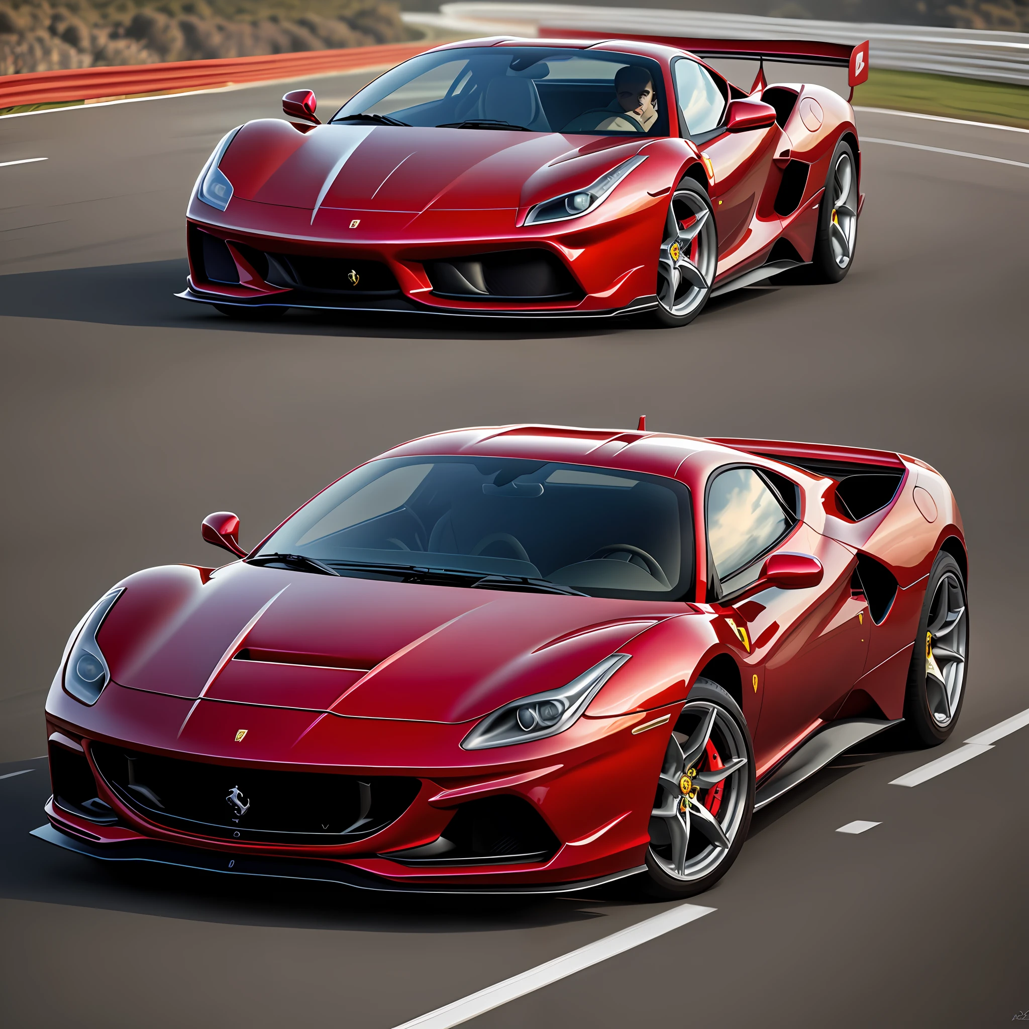a red Ferrari car, very beautiful, masterpiece, cinematic background, 16k, UHD.