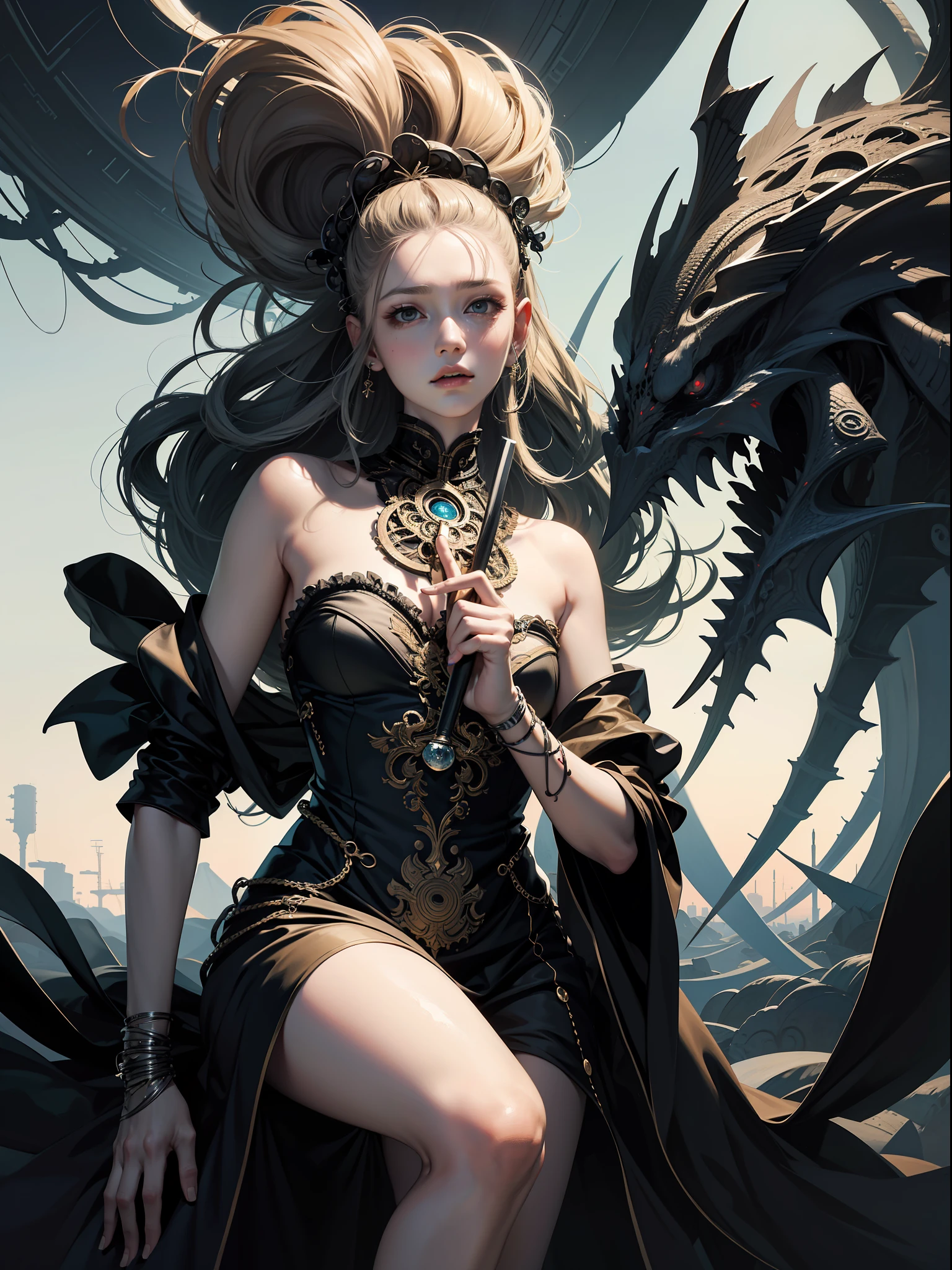 official art, unity 8k wallpaper, ultra detailed, beautiful and aesthetic, masterpiece, best quality, (zentangle, mandala, tangle, entangle), (fractal art:1.3) , 1girl, extremely detailed, dynamic angle, cowboyshot, the most beautiful form of chaos, elegant, a brutalist designed, vivid colours, romanticism, by james jean, roby dwi antono, ross tran, francis bacon, michal mraz, adrian ghenie, petra cortright, gerhard richter, takato yamamoto, ashley wood, atmospheric, ecstasy of musical notes, streaming musical notes visible