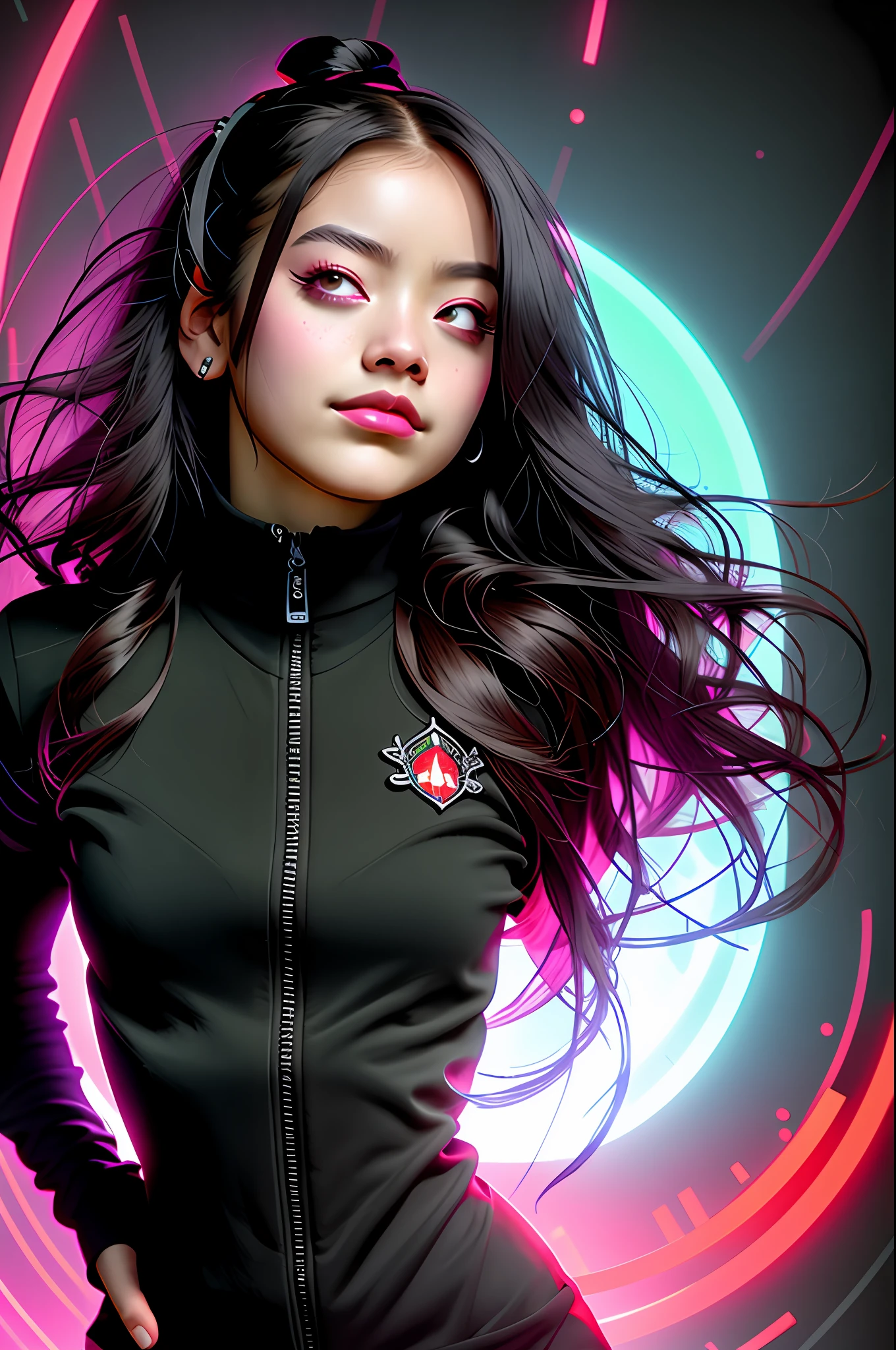 official art, unity 8k wallpaper, ultra detailed, beautiful and aesthetic, High quality, beautiful, masterpiece, best quality, (zentangle, mandala, tangle, entangle:0.6), flat color, limited palette, low contrast, 1girl, serafuku, long straight black hair, lycoris flower, goat skull, (red, black), (horror), (gloomy), blood, gasmask