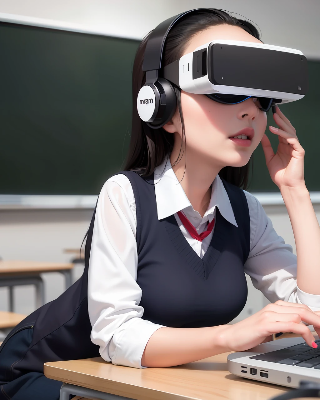 Teacher vr headset classroom students artificial intelligence