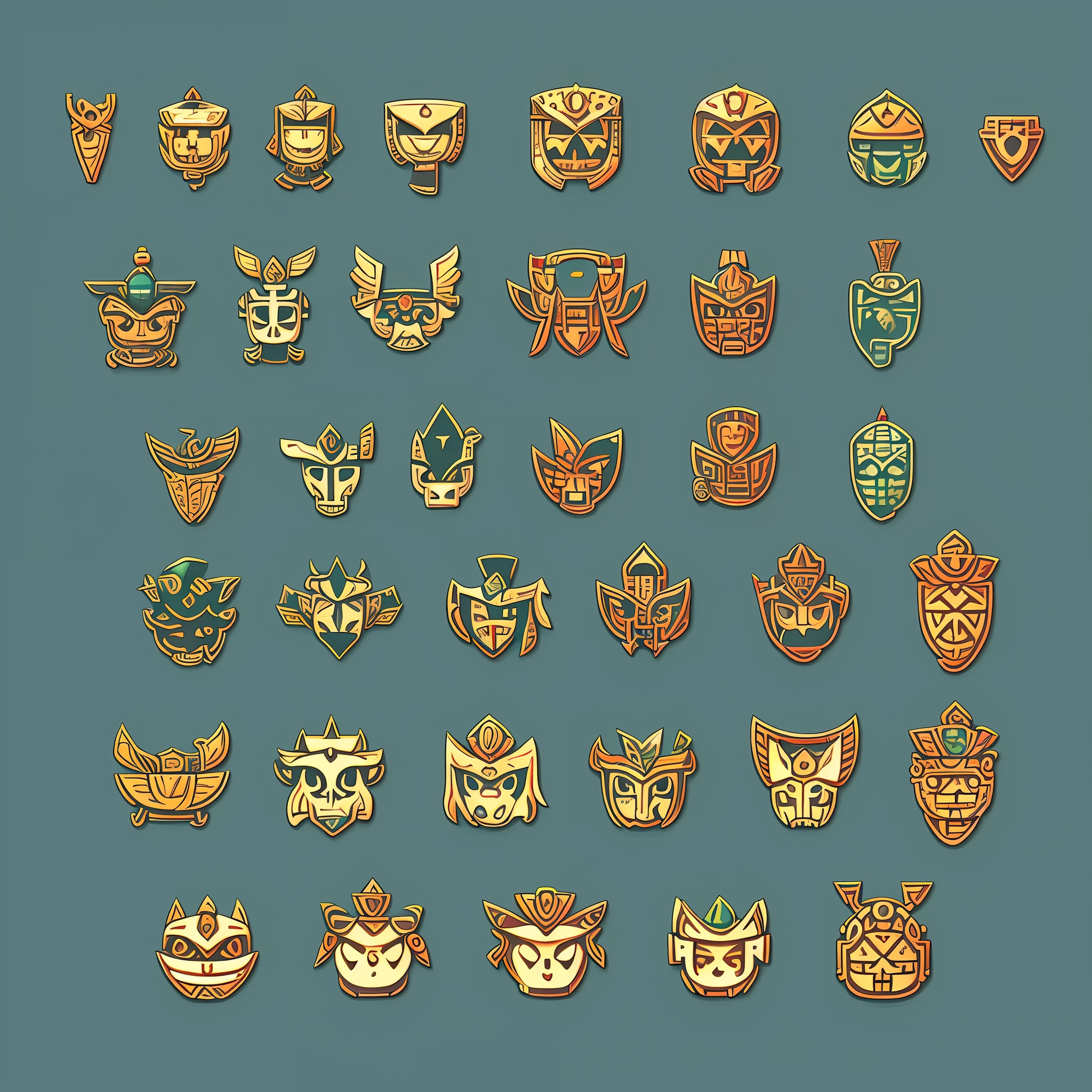Tiki , symmetrical, flat icon design