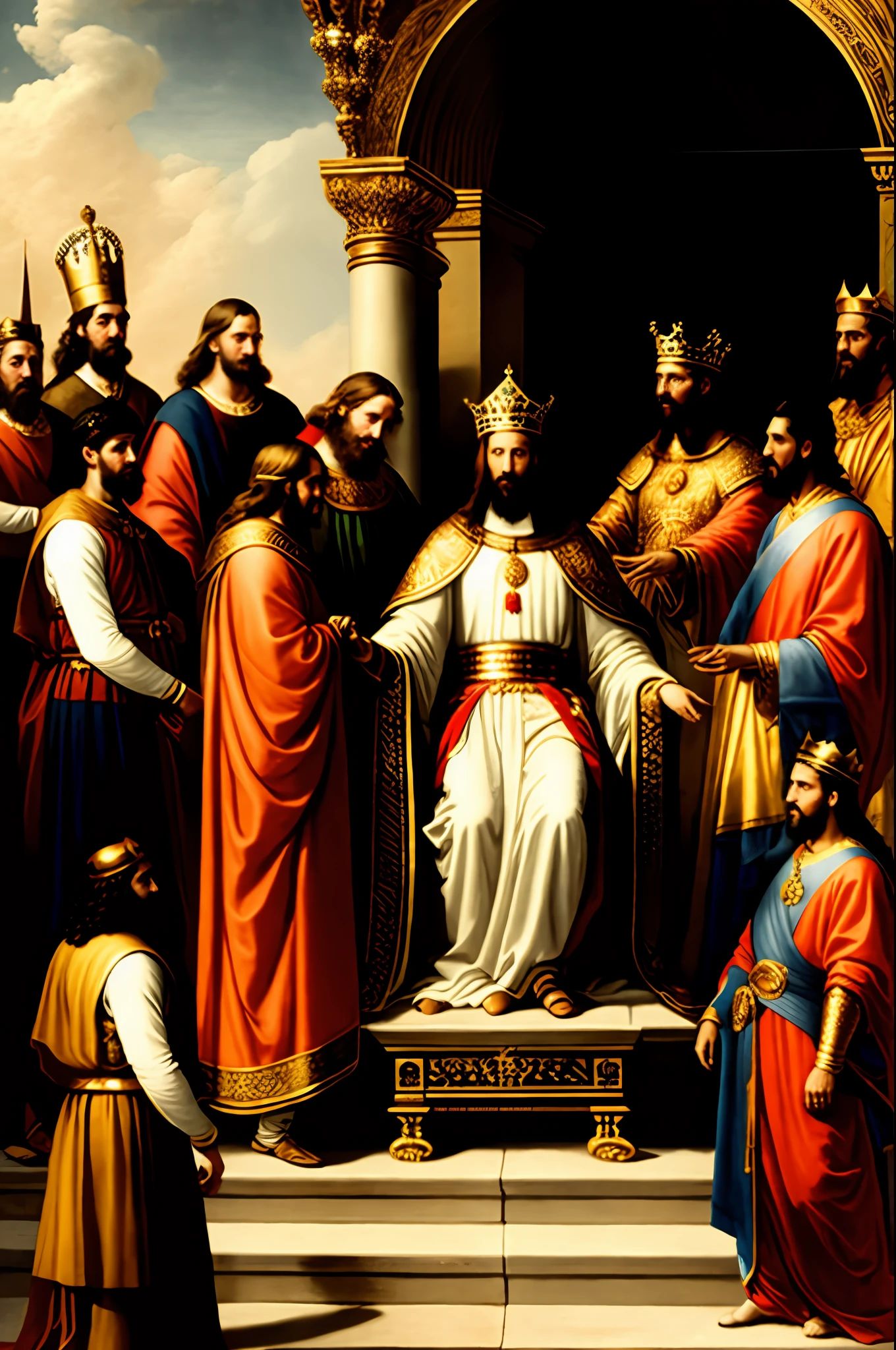 Man being crowned king, with people around