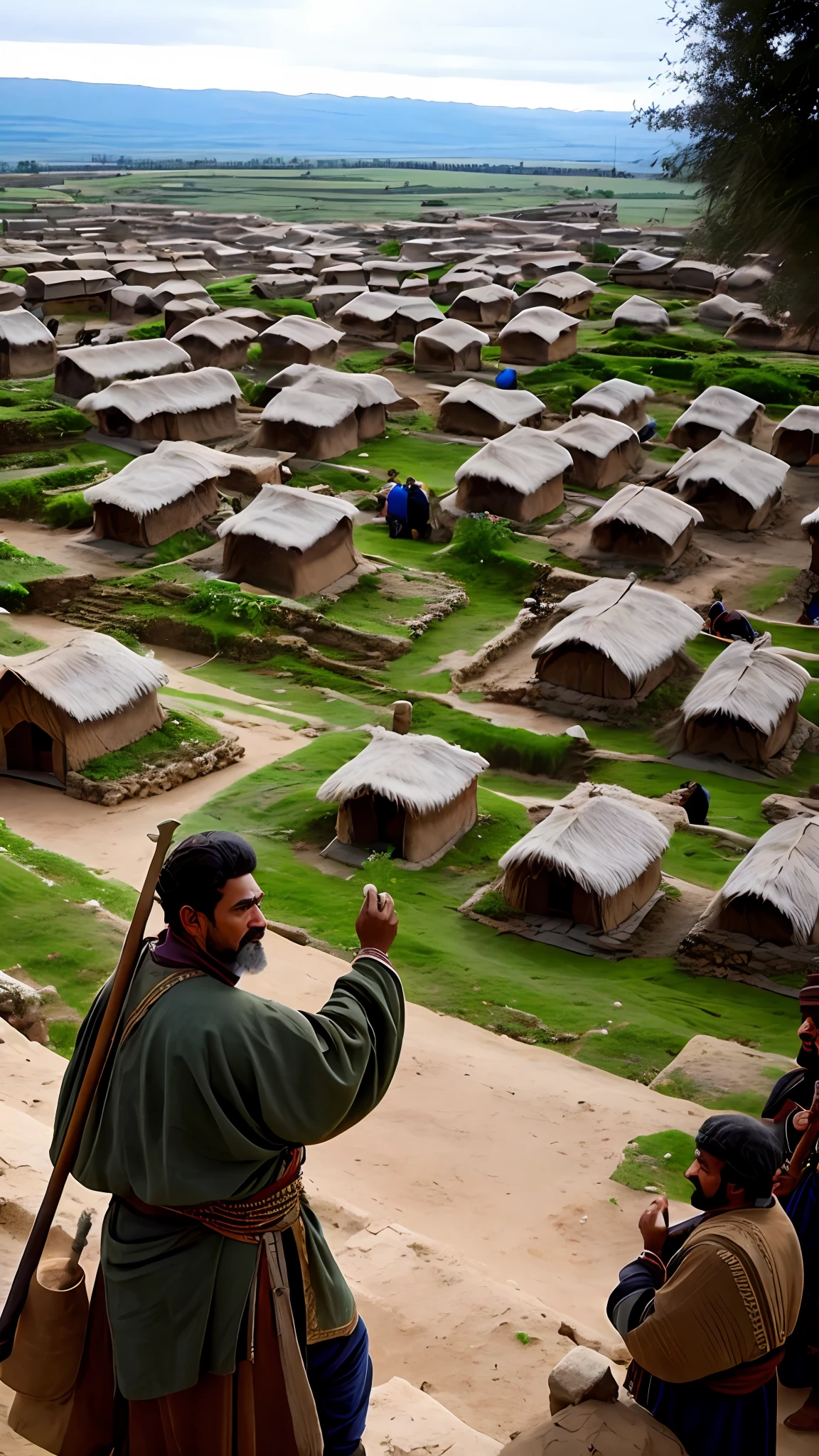 Man king of a castle ordering homeless villagers to be expelled from their lands