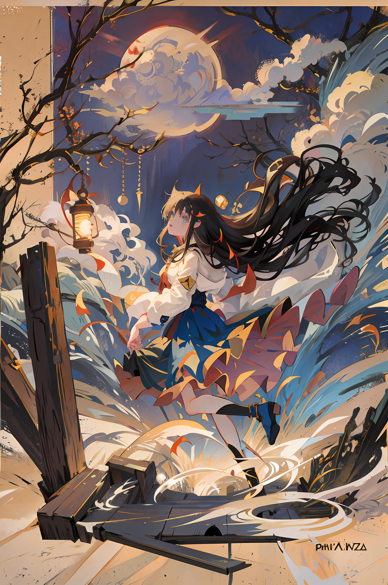 anime girl with long hair flying in the air with a lantern, beautiful anime artwork, beautiful anime art, anime cover, anime girl with long hair, the anime girl is running, beautiful anime, anime fantasy artwork, anime art, beautiful anime art style, kawacy, very beautiful anime cat girl, trending anime art, high definition anime art, anime visual of a cute girl