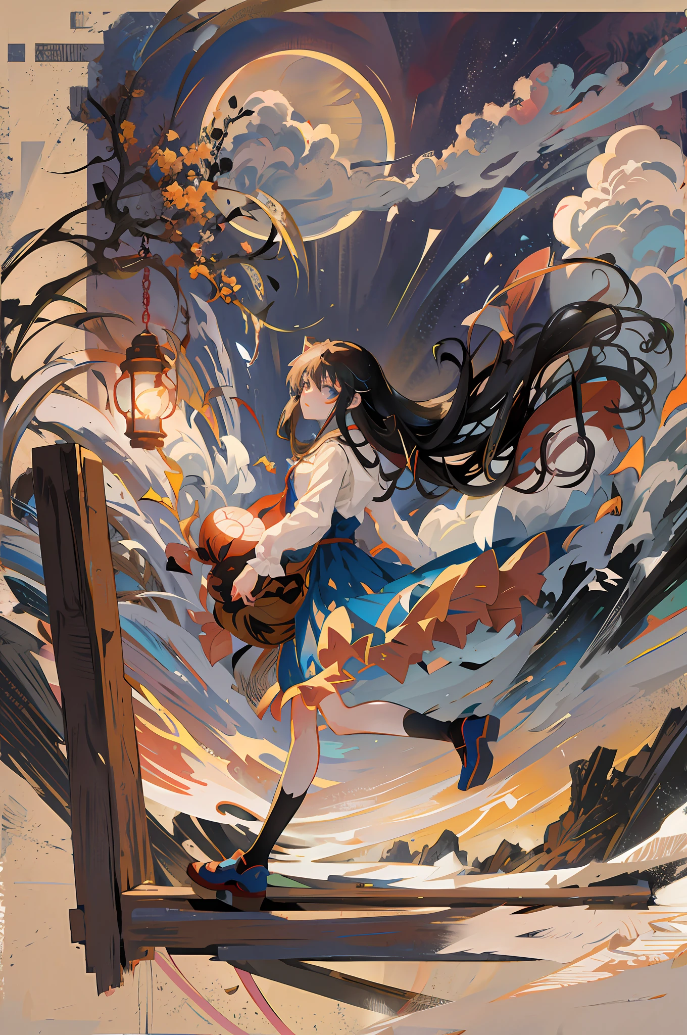 anime girl with long hair flying in the air with a lantern, beautiful anime artwork, beautiful anime art, anime cover, anime girl with long hair, the anime girl is running, beautiful anime, anime fantasy artwork, anime art, beautiful anime art style, kawacy, very beautiful anime cat girl, trending anime art, high definition anime art, anime visual of a cute girl