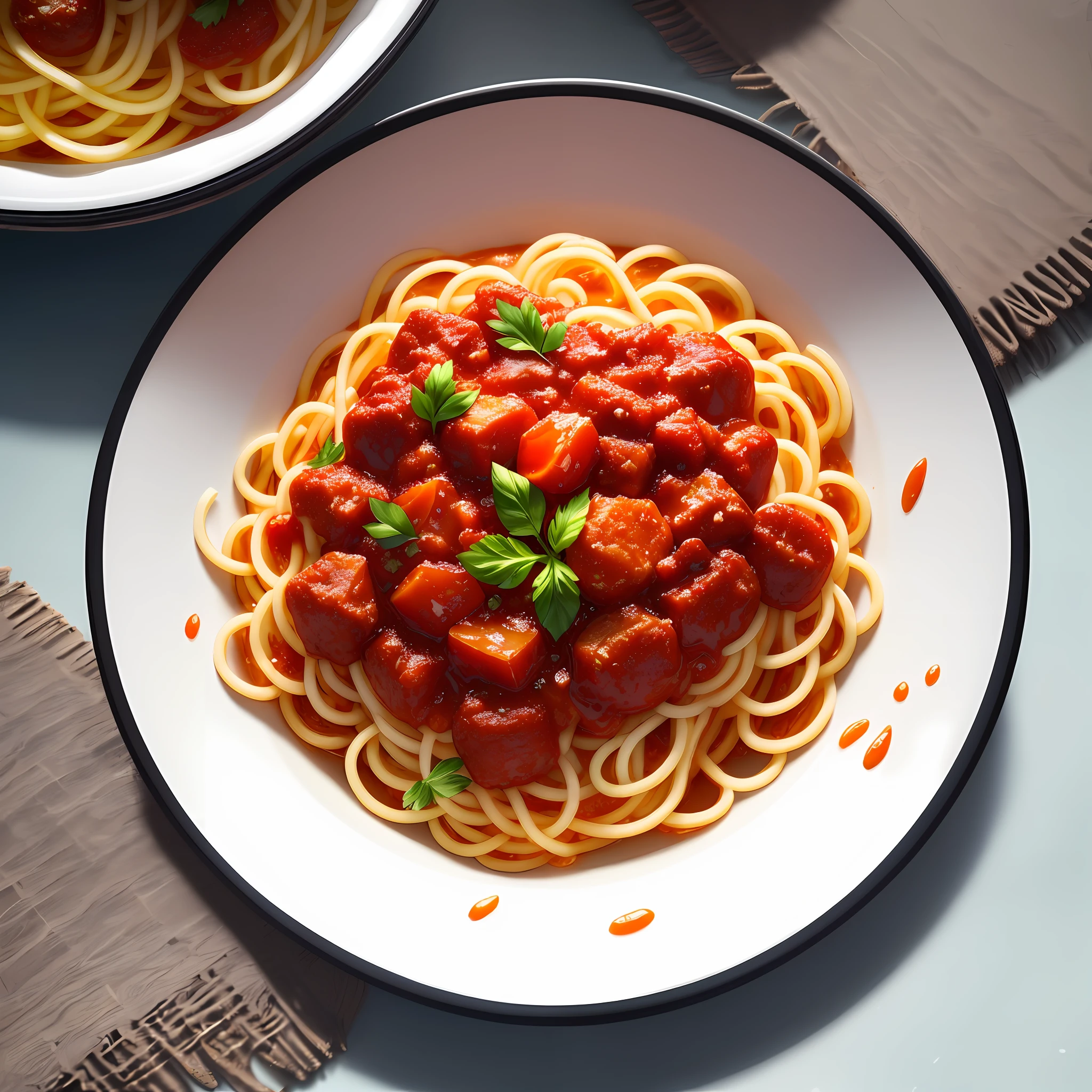 (ultra-detailed CG unity 8k wallpaper, masterpiece, best quality),(best illumination and shadow, extremely delicious food art), floating, high resolution, close-up shot,

[(Greek-inspired spaghetti dish), steaming, with the finest and freshest tomato sauce, juicy ground beef, melting parmesan cheese, finely chopped garlic and herbs,]
