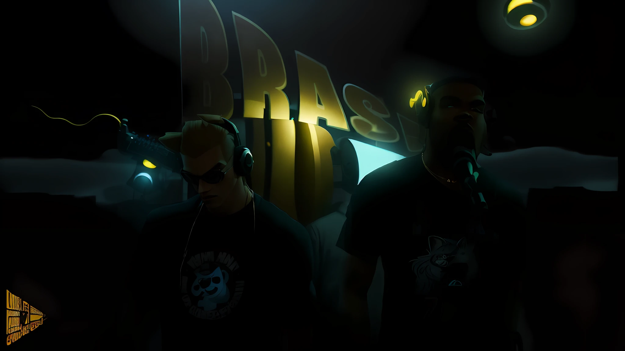 ((best quality)), ((ultradetailed)), ((masterpiece)), photography, scene: modern city music studio with two artists singing next to each other facing a microfne, theme: anthropomorphic animal mafia, character: jackal, appearance: sports mafia tattoos and a gold necklace, action: singing in front of a microphone, perspective: realistic style, resolution: 4K.