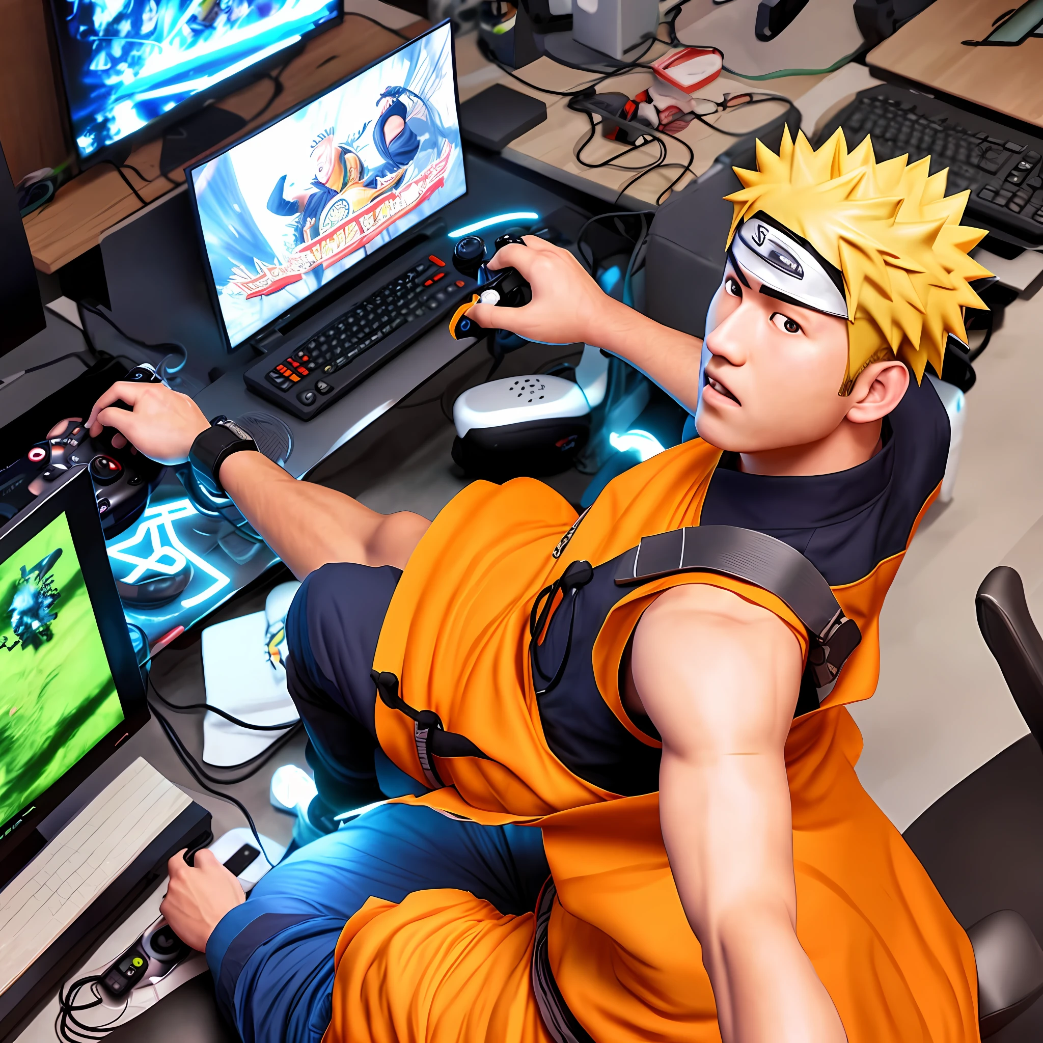 Naruto playing video game